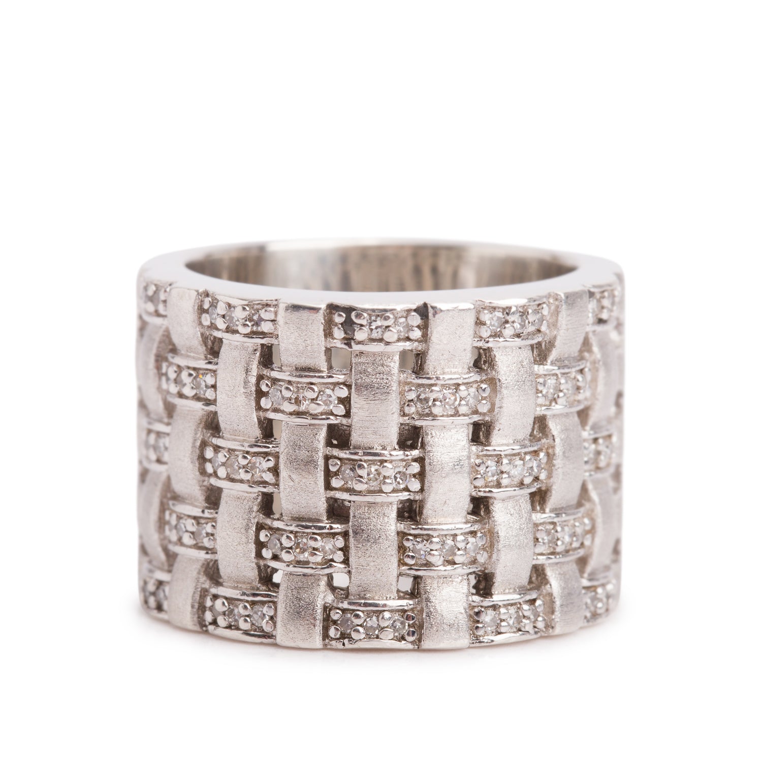 Effy Sterling Silver Diamond Weave Band Ring, Size 7.5