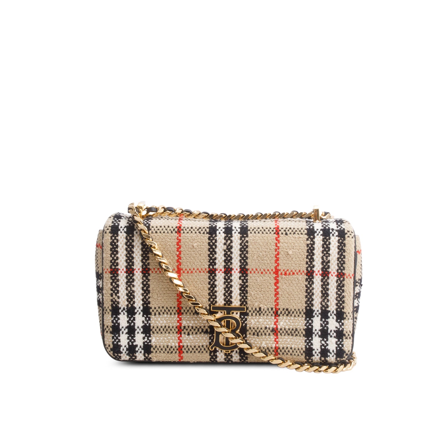 Burberry Archive Beige Tweed Small Lola Shoulder Bag