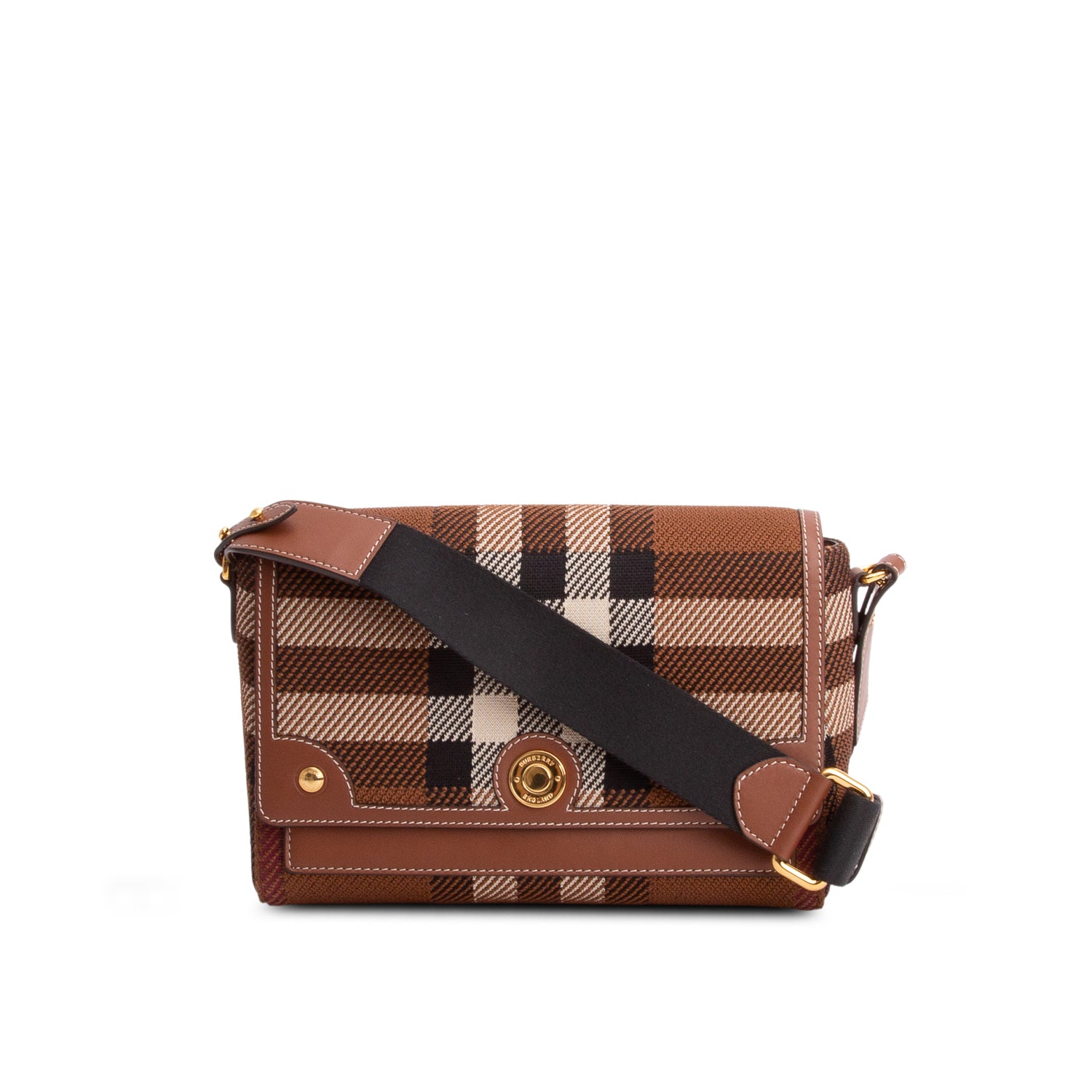 Burberry Brown Canvas Vintage Check Medium Note Crossbody Bag