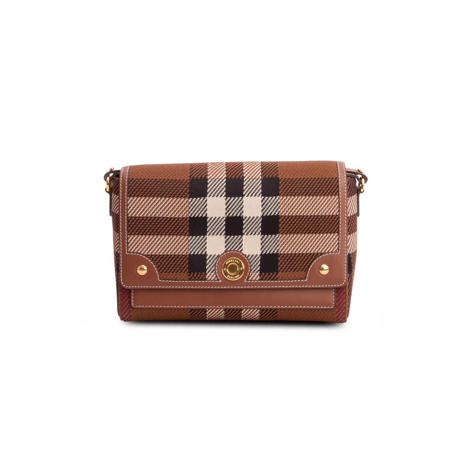 Burberry Brown Canvas Vintage Check Medium Note Crossbody Bag