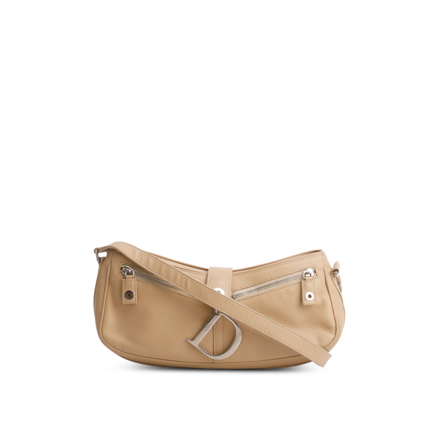 Christian Dior Beige Calfskin Charm Shoulder Bag