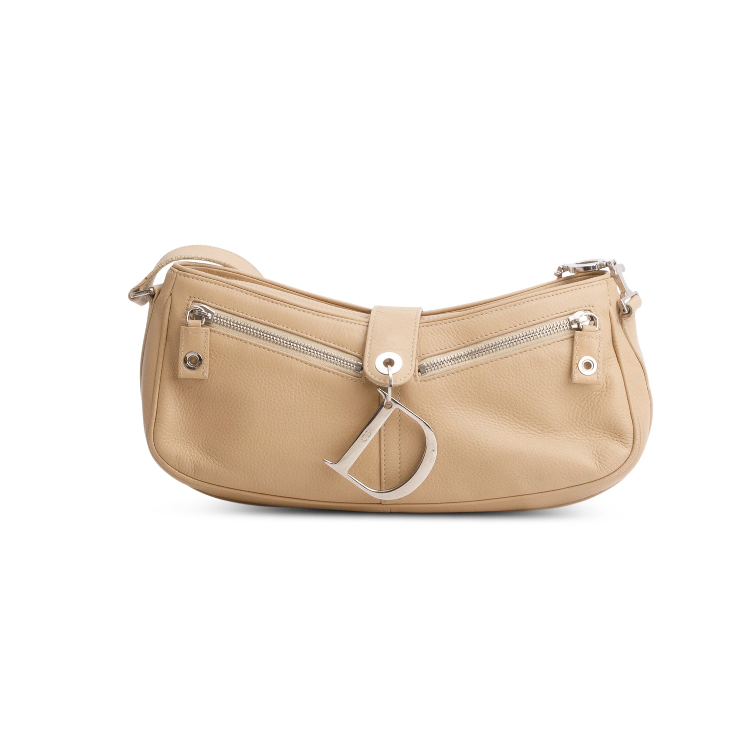 Christian Dior Beige Calfskin Charm Shoulder Bag