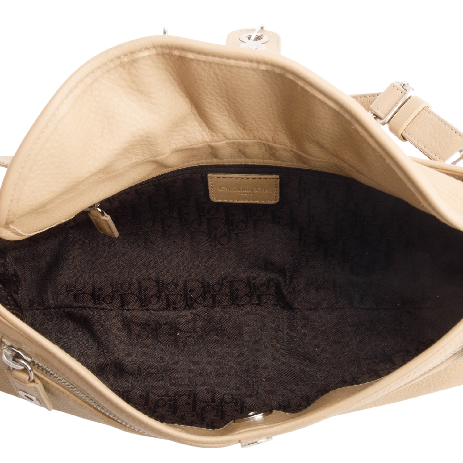 Christian Dior Beige Calfskin Charm Shoulder Bag