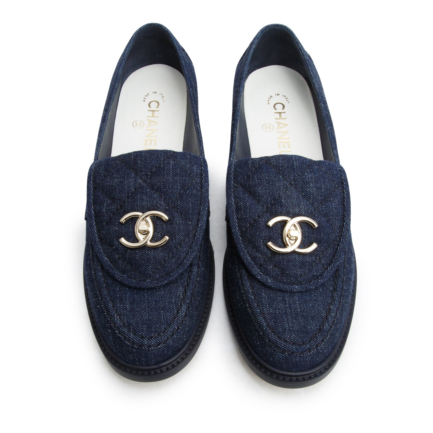 Chanel 2026 Blue Denim CC Turnlock Loafers, Women's Size 41 w/ Box & Receipt