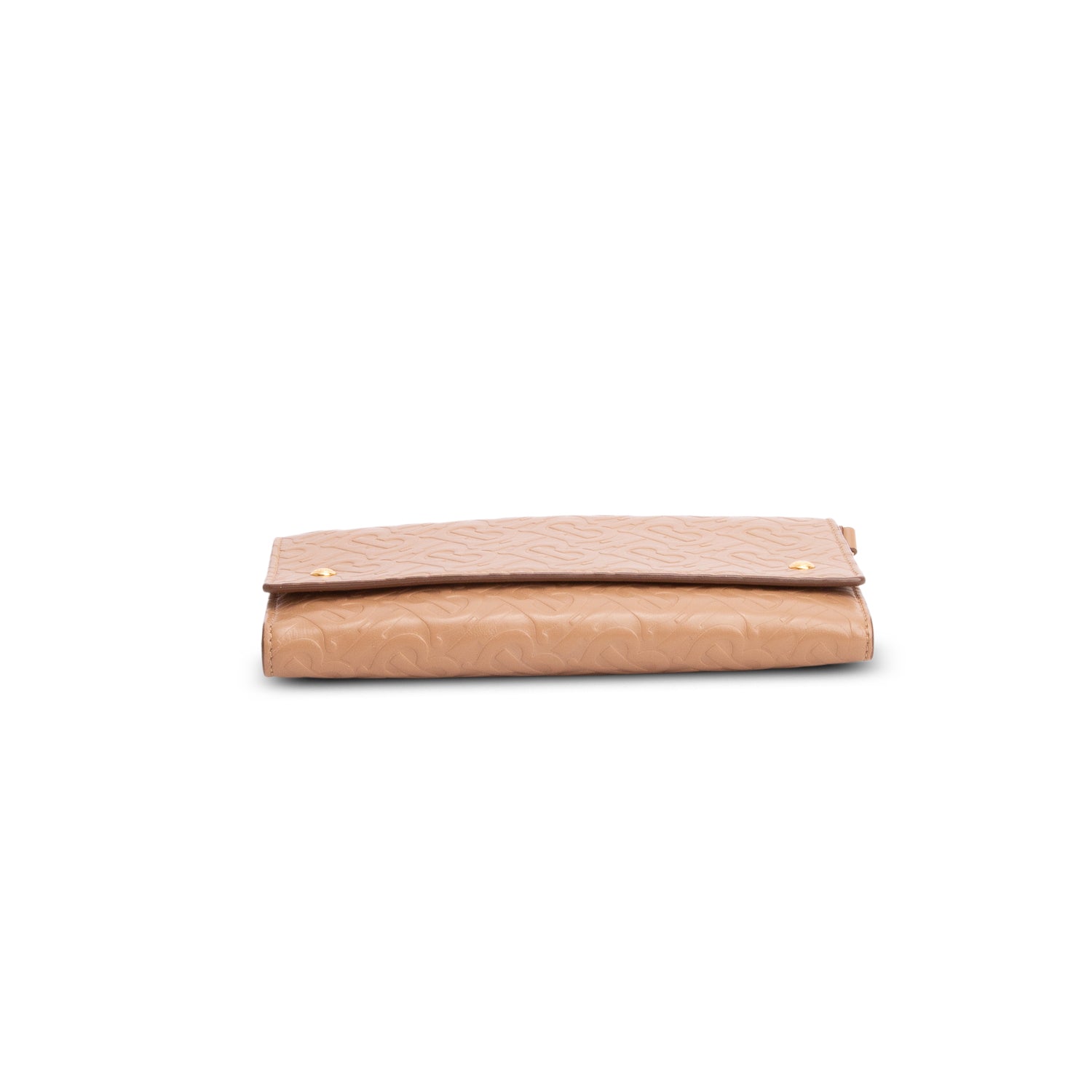 Burberry Brown Calfskin Embossed Logo Hazelmere Wallet On Strap