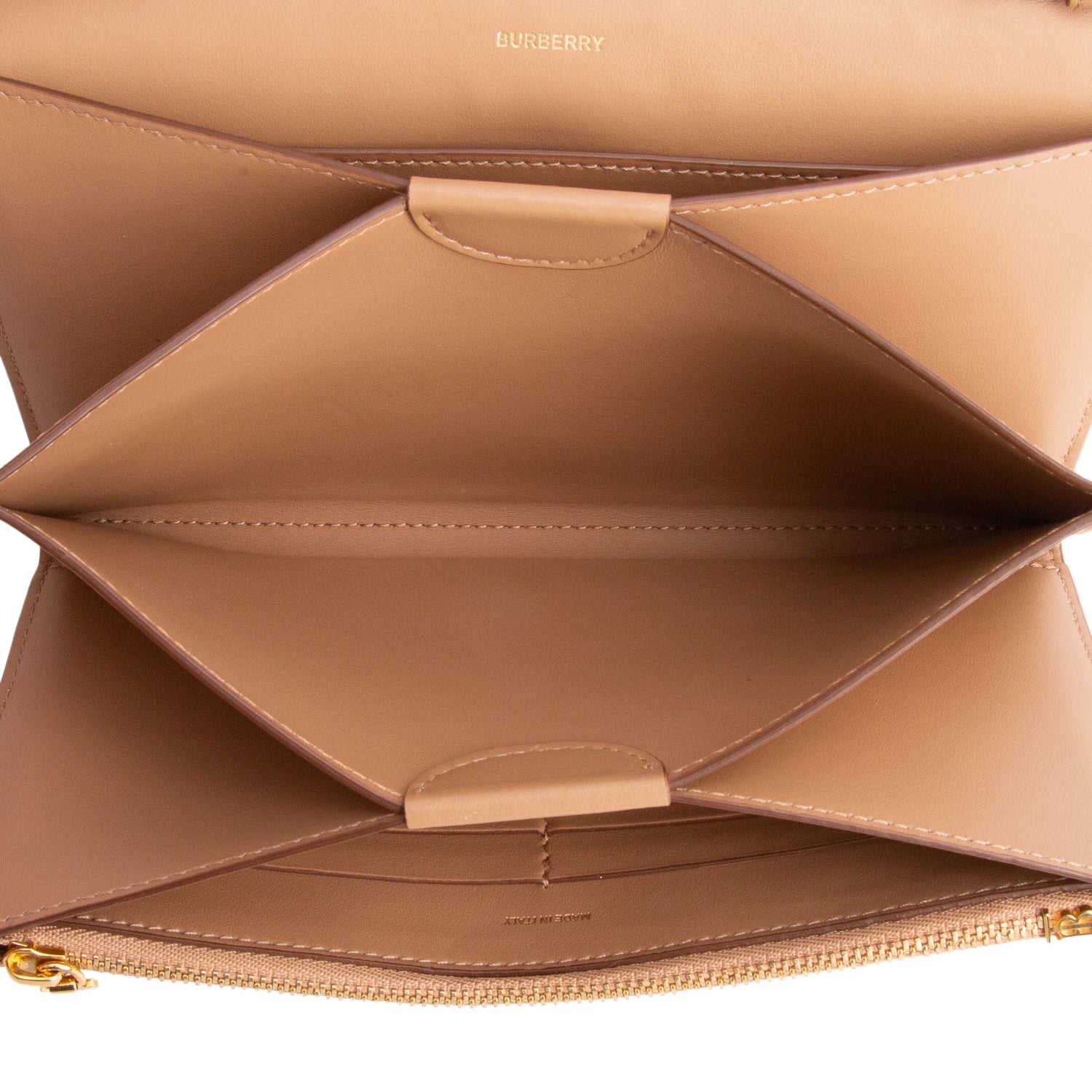Burberry Brown Calfskin Embossed Logo Hazelmere Wallet On Strap