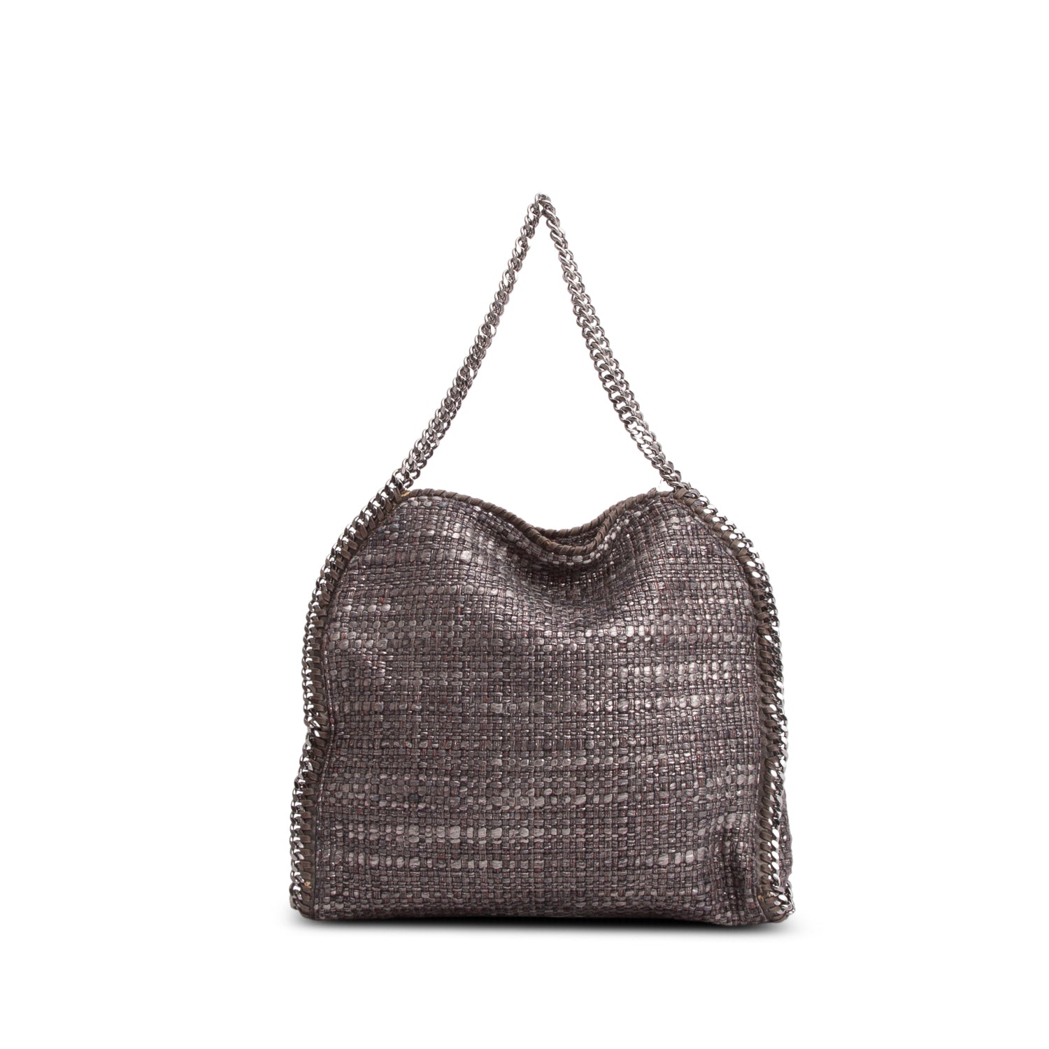 Stella McCartney Metallic Grey Boucle Falabella Fold-Over Tote