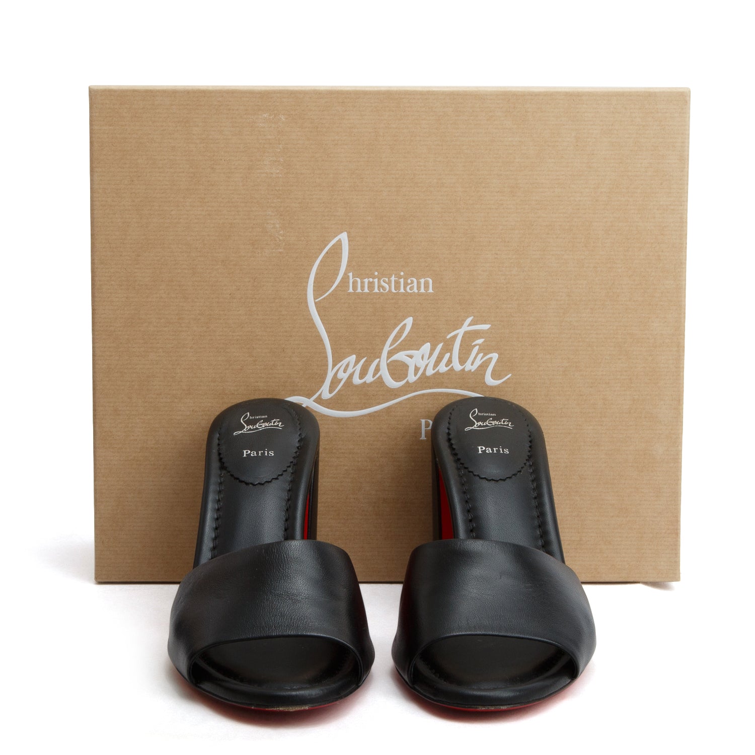 Christian Loboutin Black Leather Jane 85 Mule, Size 39.5 w/ Box
