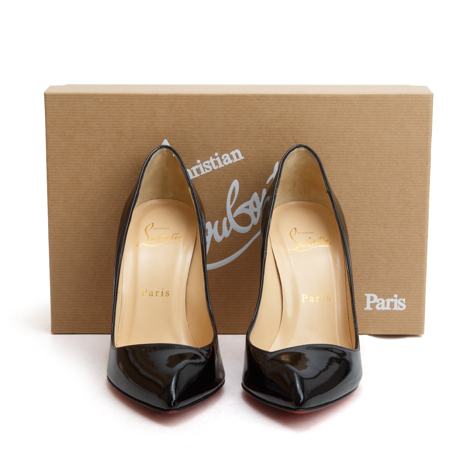 Christian Louboutin Black Patent Corneille 100 Pumps, Size 35.5 w/ Box & Receipt