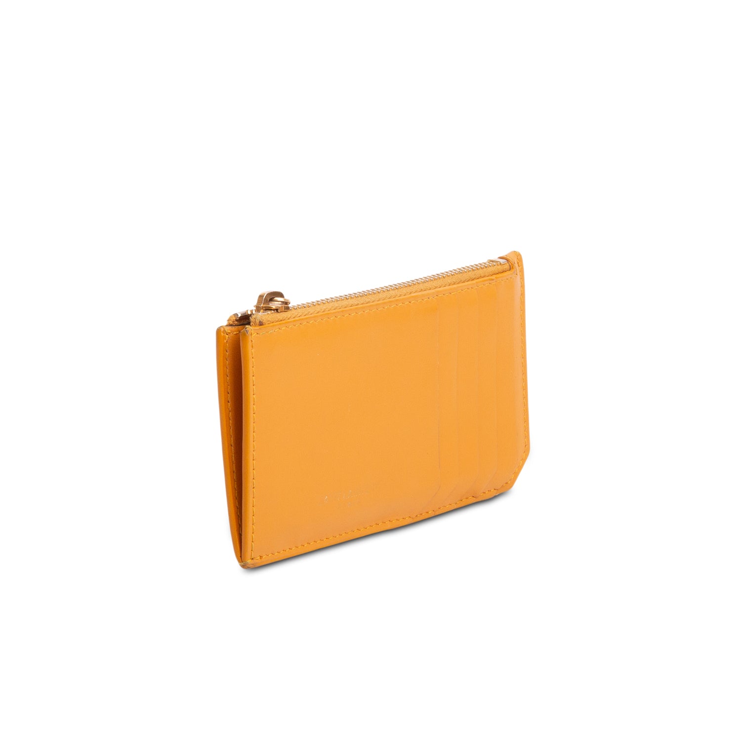 Saint Lauren 2020 Senape Yellow Box Calfskin Cassandre Fragments Flap Card Case w/ Box & Receipt