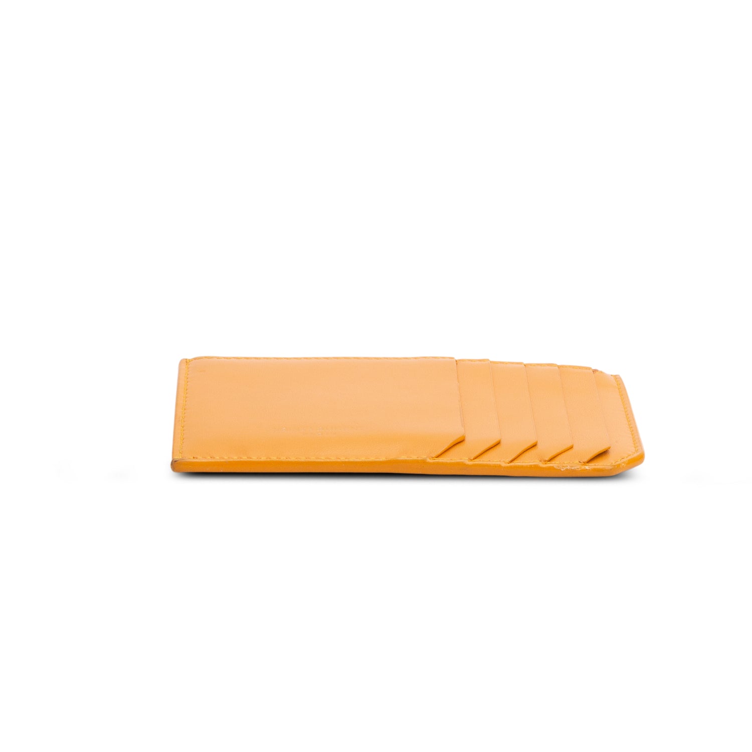 Saint Lauren 2020 Senape Yellow Box Calfskin Cassandre Fragments Flap Card Case w/ Box & Receipt
