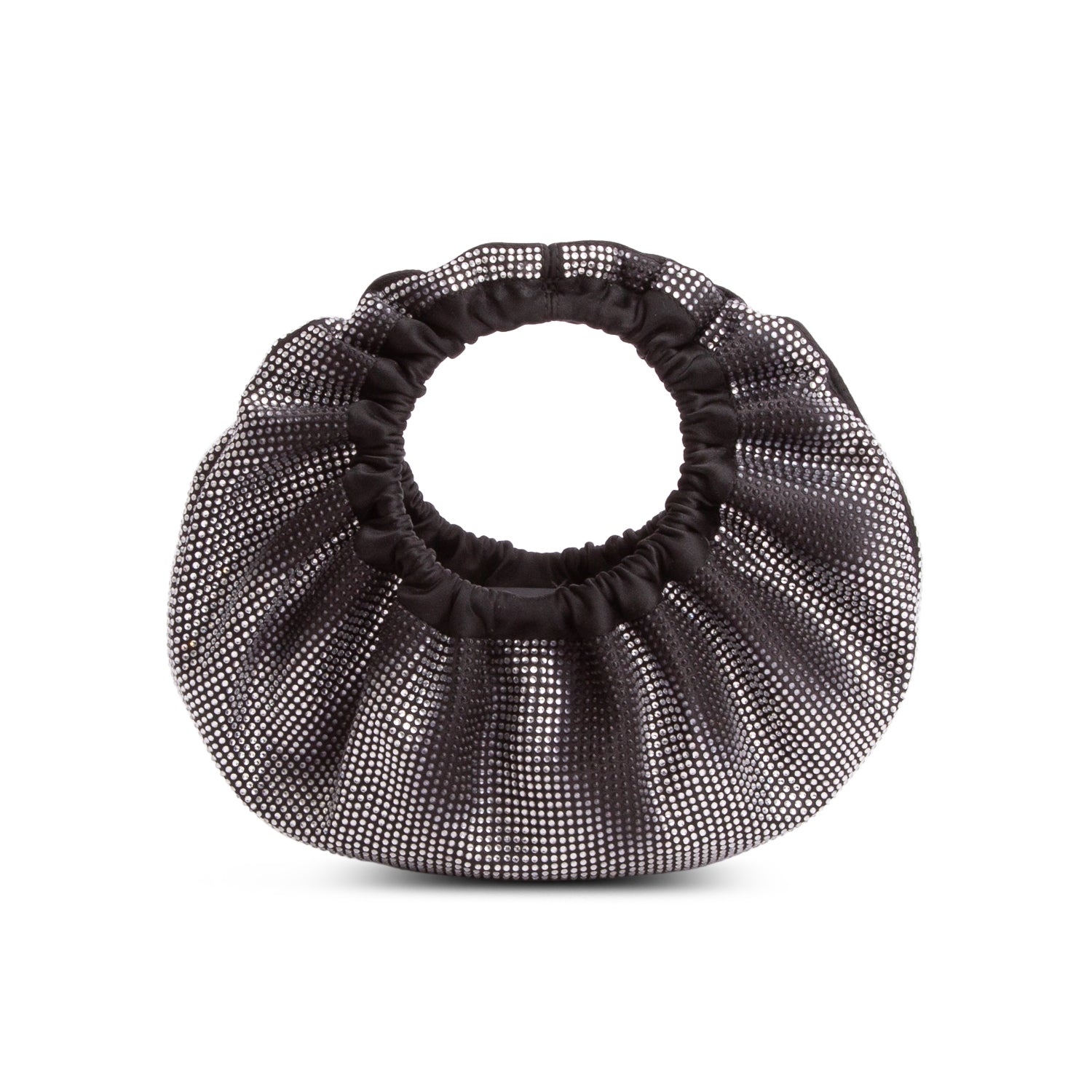 Alexander Wang Black Satin Crystal Mini Crescent Hand Bag
