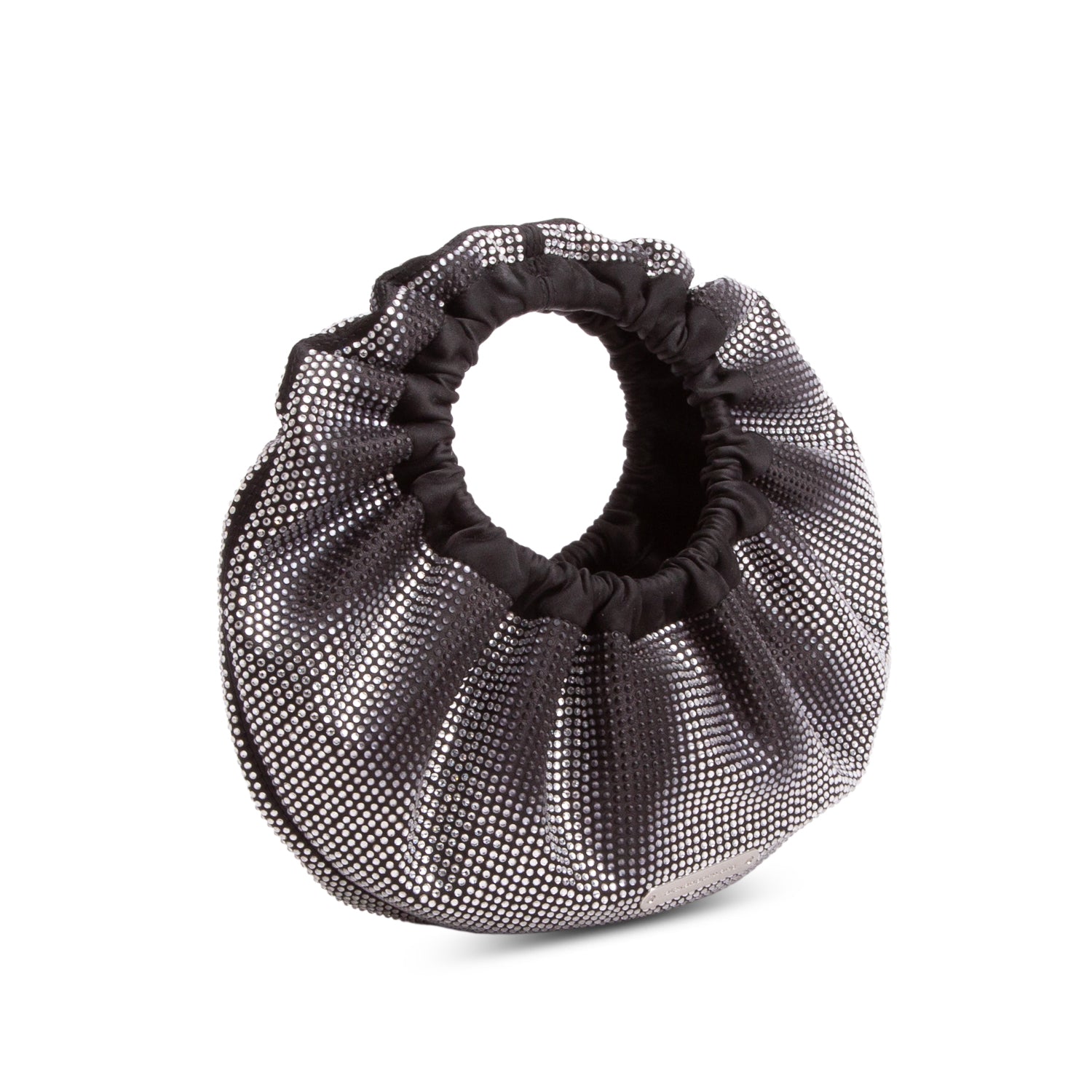 Alexander Wang Black Satin Crystal Mini Crescent Hand Bag