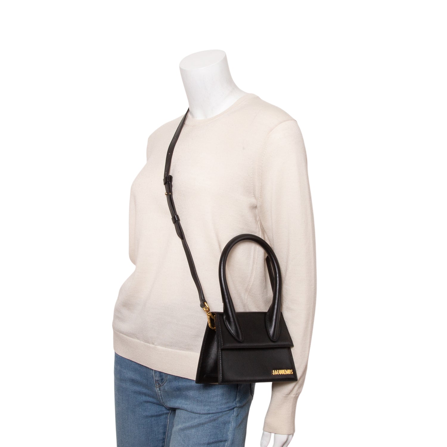 Jacquemus Black Leather Le Chiquito Bag w/ Strap