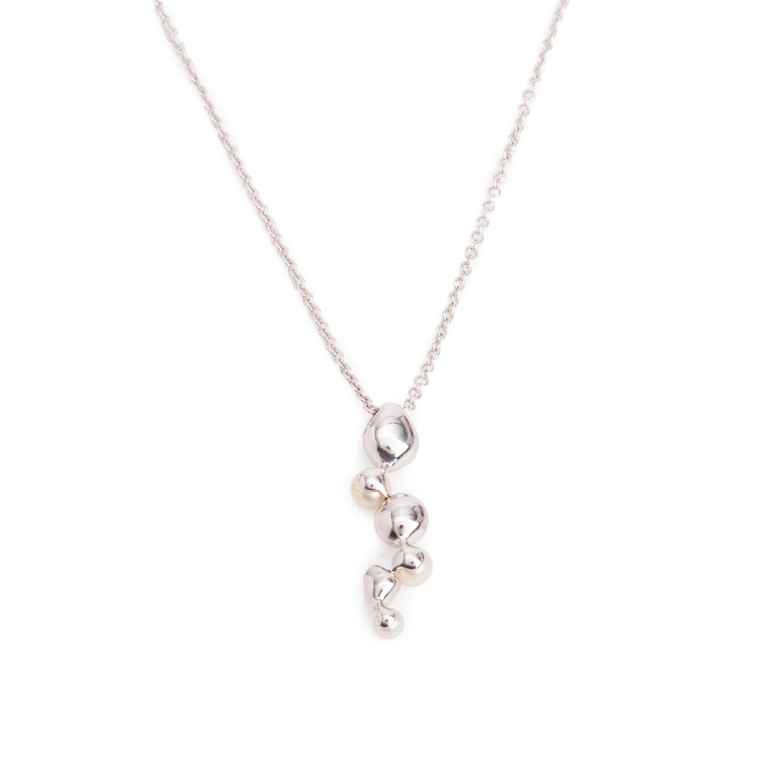 Birks Sterling Silver Pearl Pebble Drop Necklace