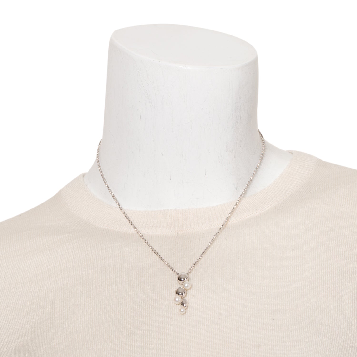 Birks Sterling Silver Pearl Pebble Drop Necklace