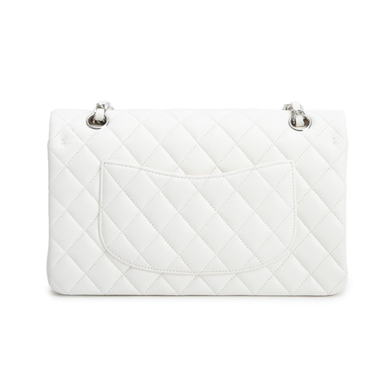 Chanel White Caviar Quilted Medium Double Flap w/ Box