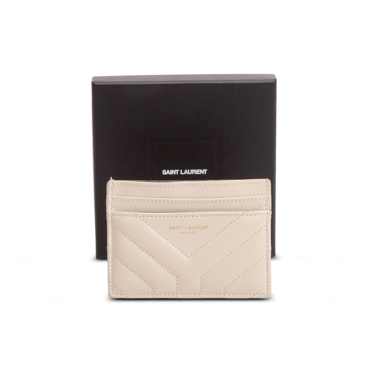 Saint Laurent 2021 Joan Calfskin Leather Y Card Holder w/ Box
