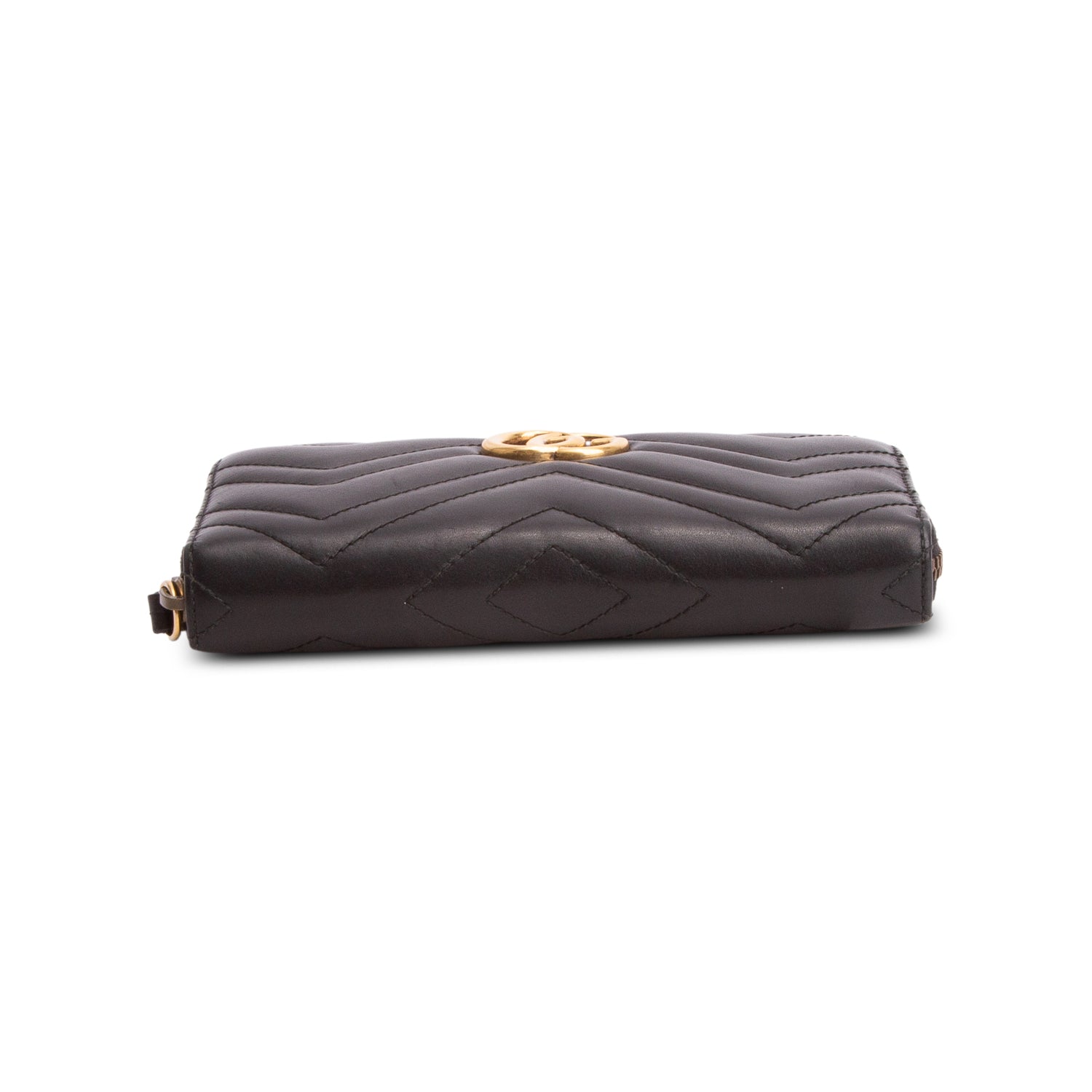 Gucci Black GG Marmont Matelasse Leather Zip Around Wallet w/ Box
