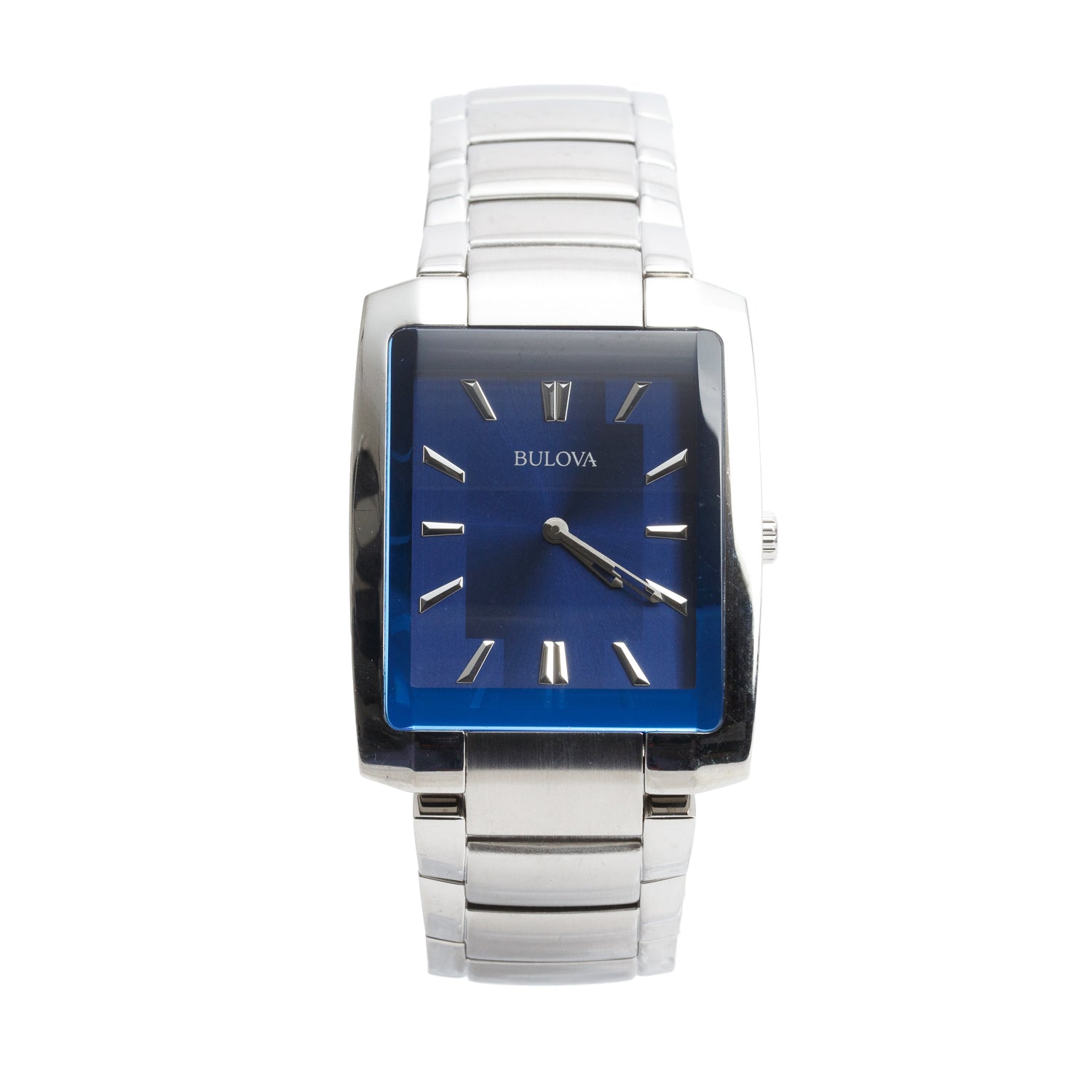 Bulova Stainless Steel Classic 35 MM Quartz Watch Blue Dial 96A169 w/ Box