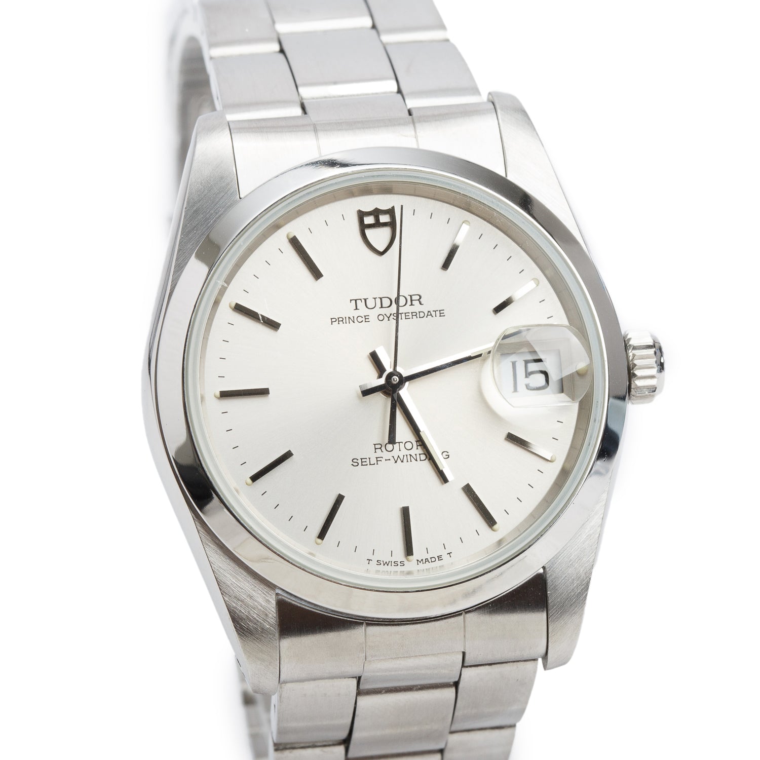 Tudor Stainless Steel Prince OysterDate 34 MM Automatic Watch Silver Dial 7400 w/ Box & Papers