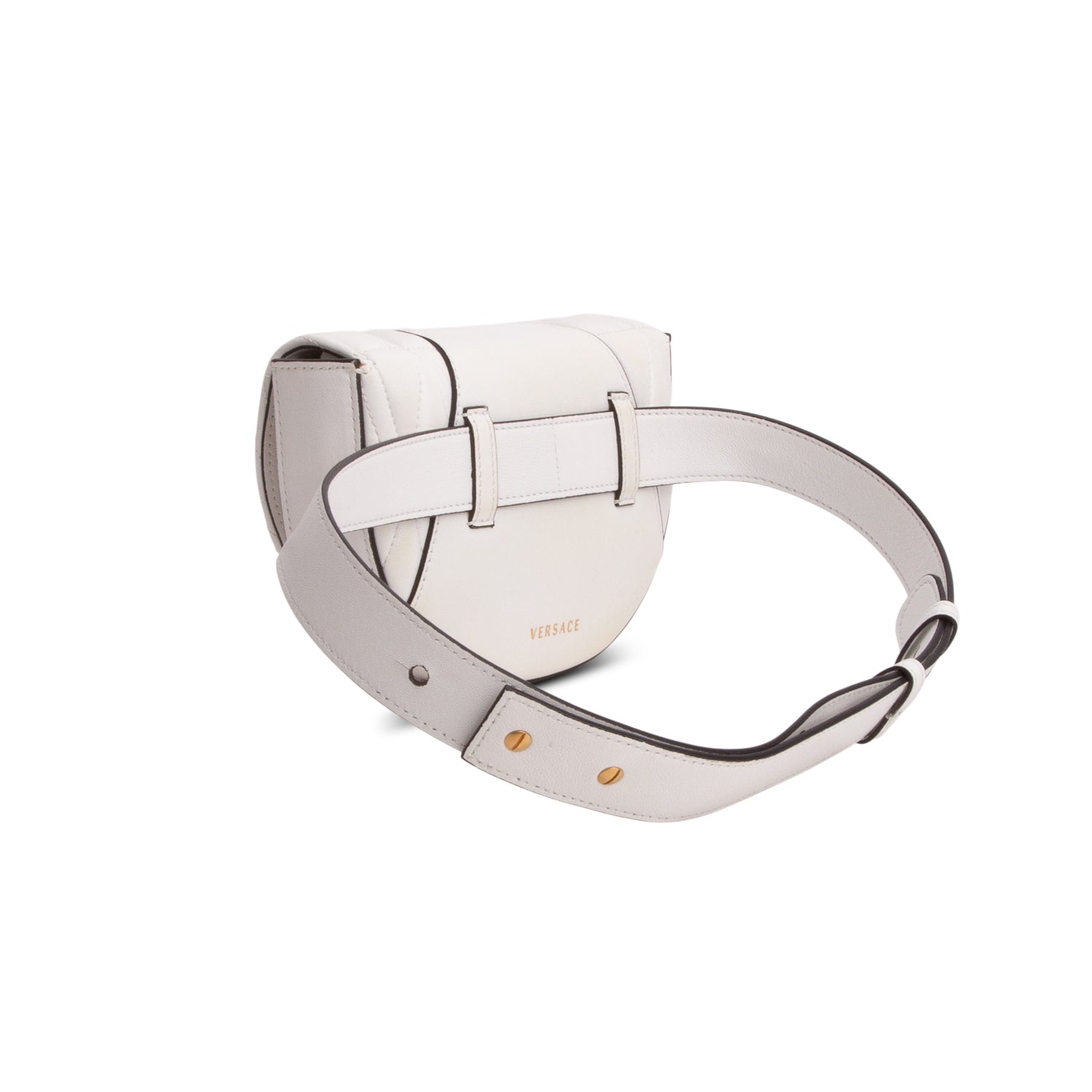 Versace White Quilted Nappa Leather Virtus Belt Bag w/ Straps