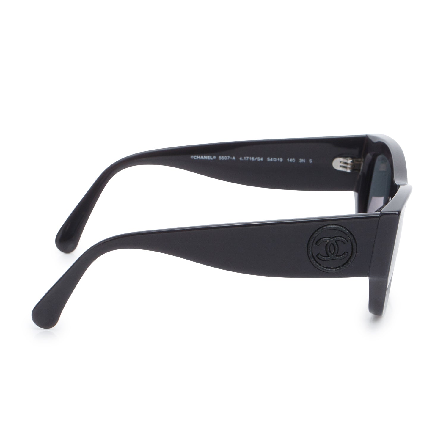 Chanel 5507-A Black Acetate Rectangle Polarized Sunglasses w/ Box