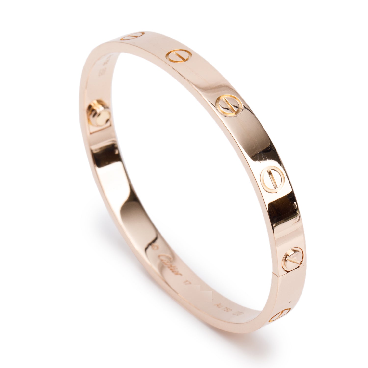 Cartier 18k Rose Gold Love Bracelet, Classic Model, Size 17