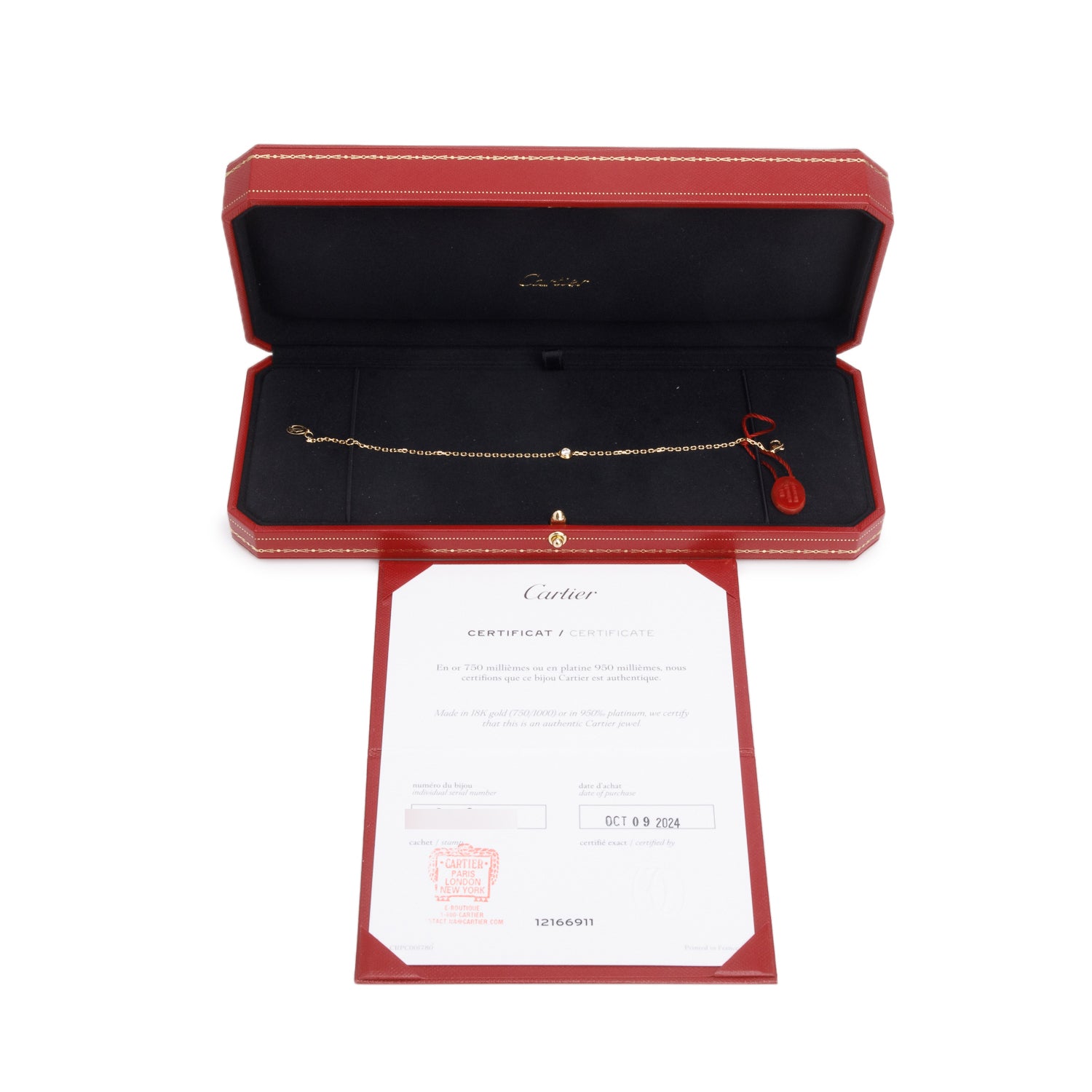 Cartier 2024 18k Yellow Gold Diamond D'Amour Bracelet, Medium Model w/ Box & Certificate