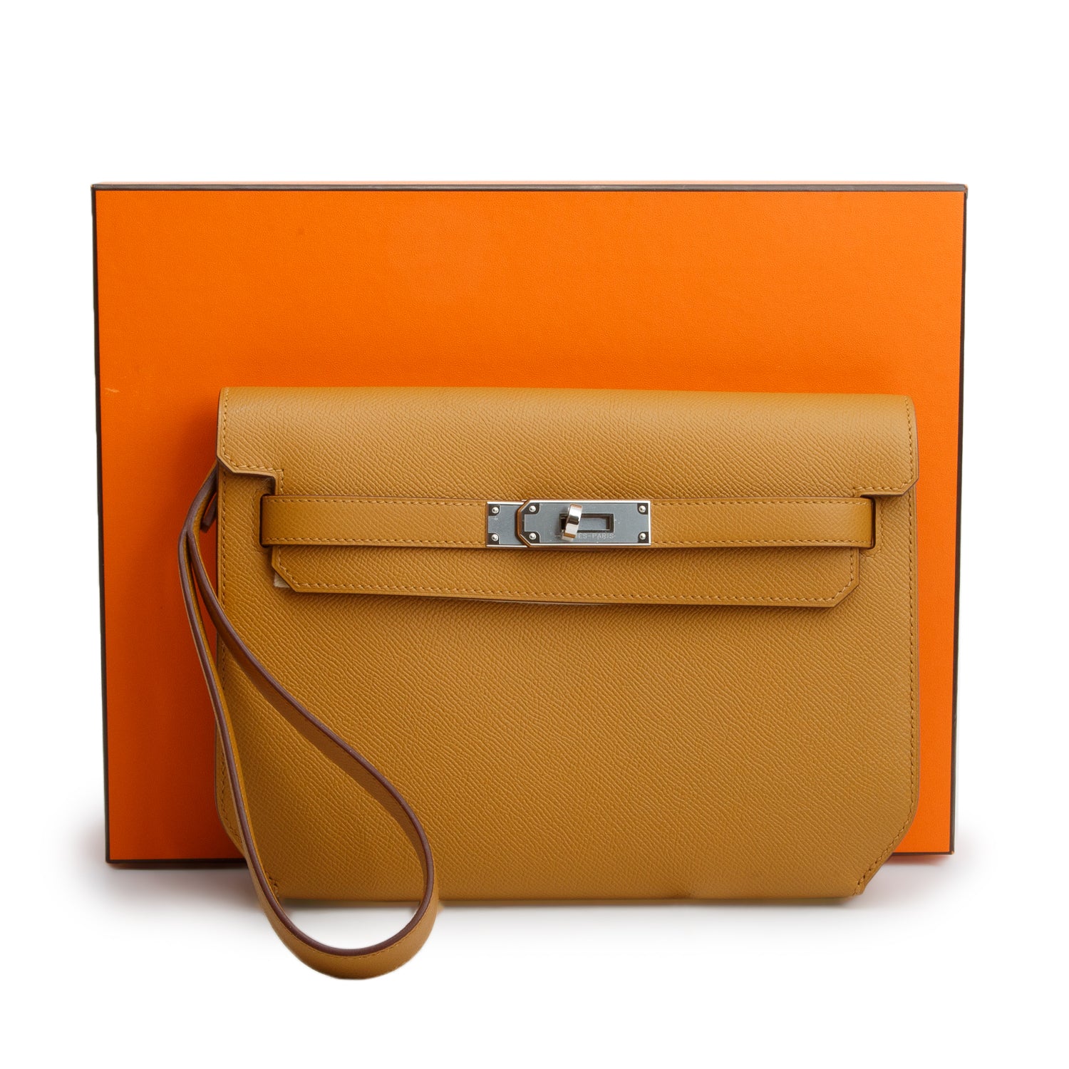 Hermes 2020 Sesame Epsom Leather Pochette Kelly Depeches 25 w/ Box