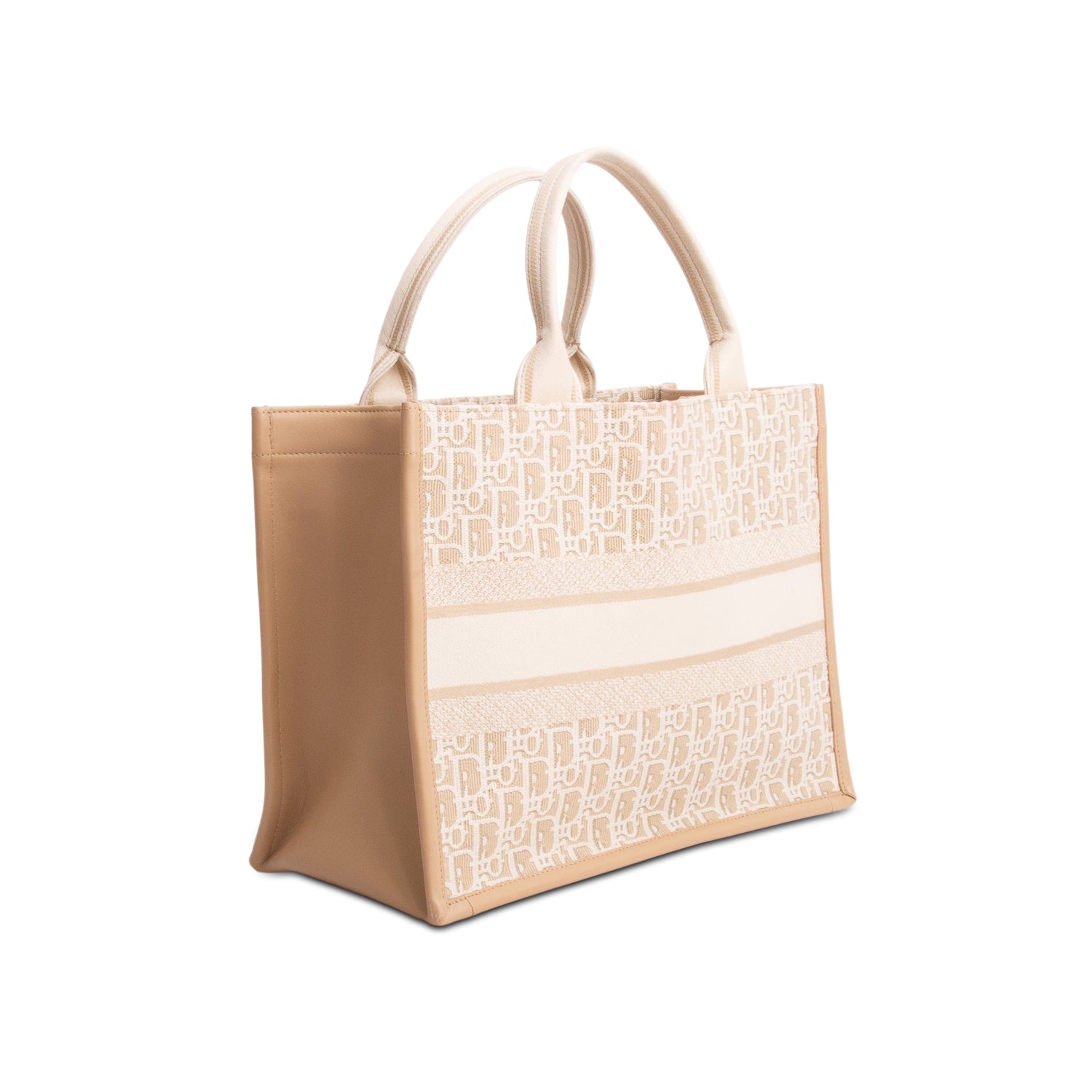 Christian Dior 2024 Neutral Oblique Embroidery Medium Book Tote w/ Strap