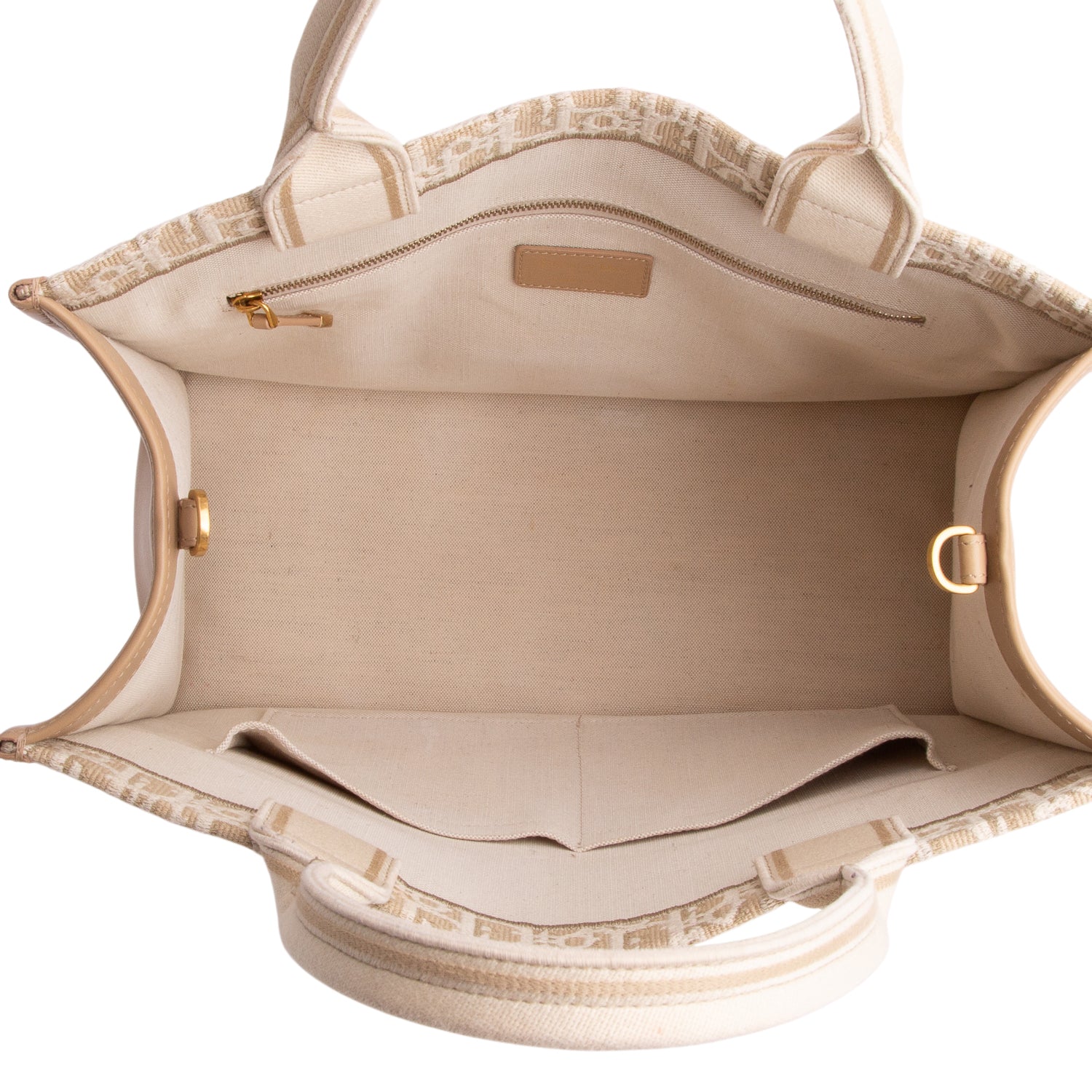 Christian Dior 2024 Neutral Oblique Embroidery Medium Book Tote w/ Strap