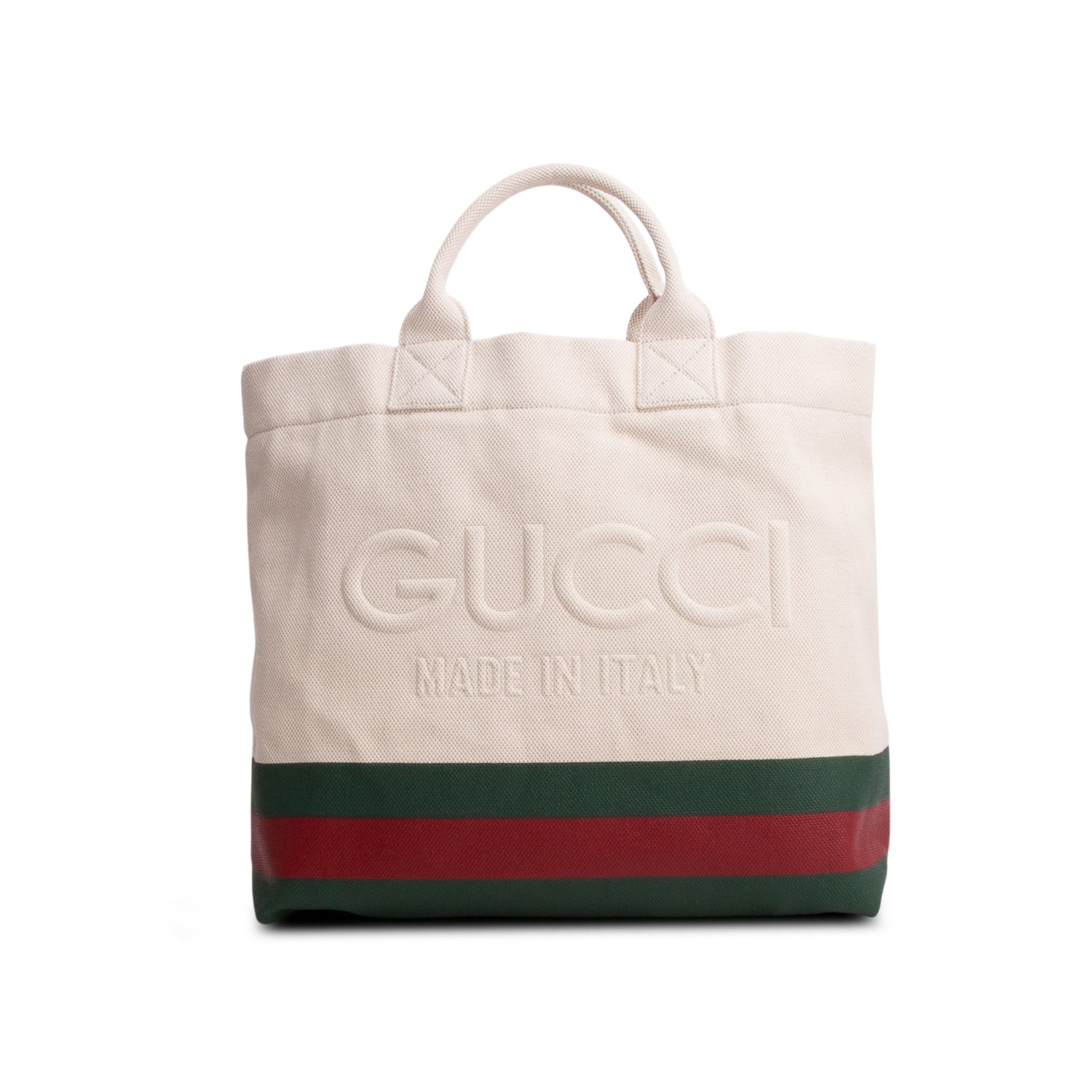Gucci Neutral Canvas Web Embossed Logo Large Tote