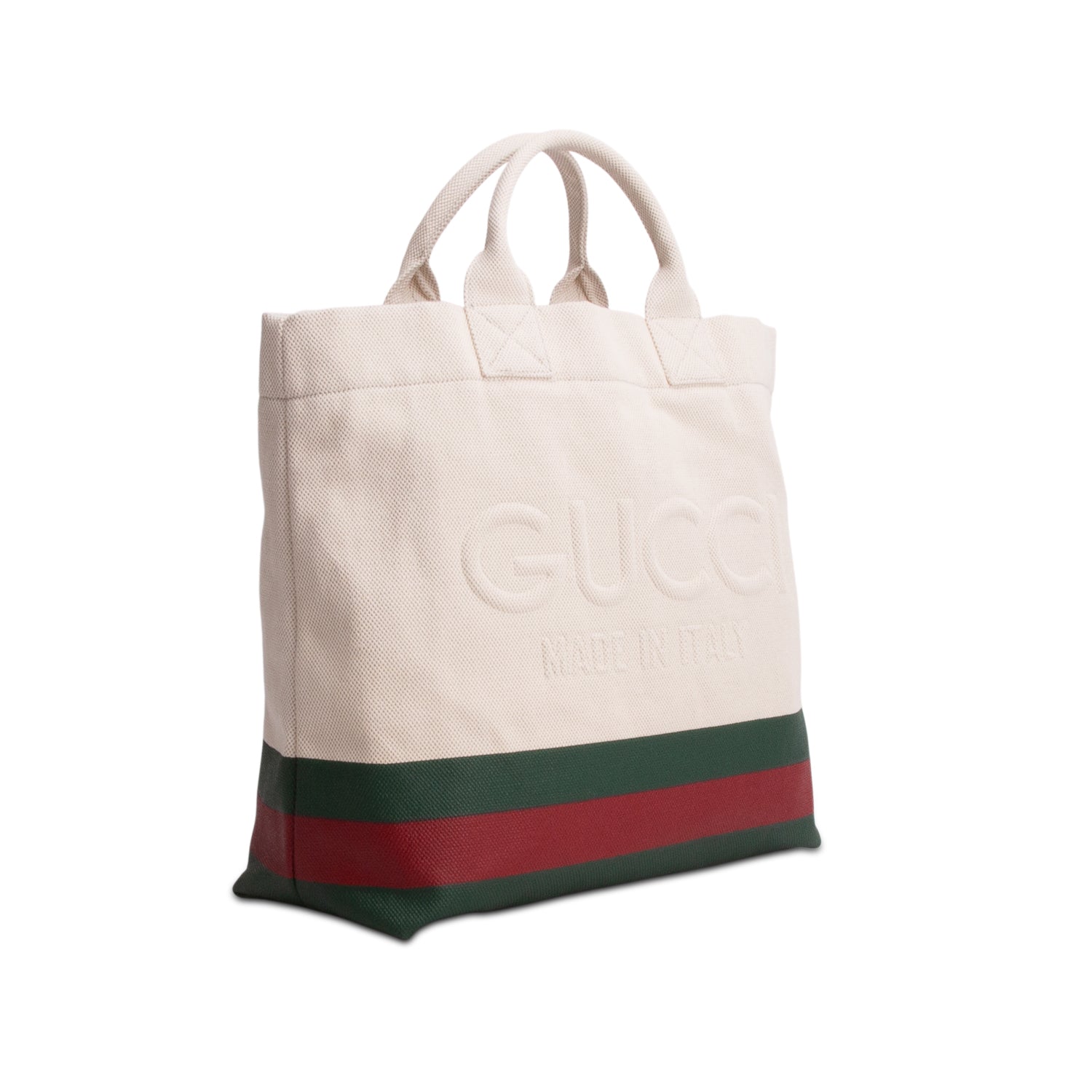Gucci Neutral Canvas Web Embossed Logo Large Tote