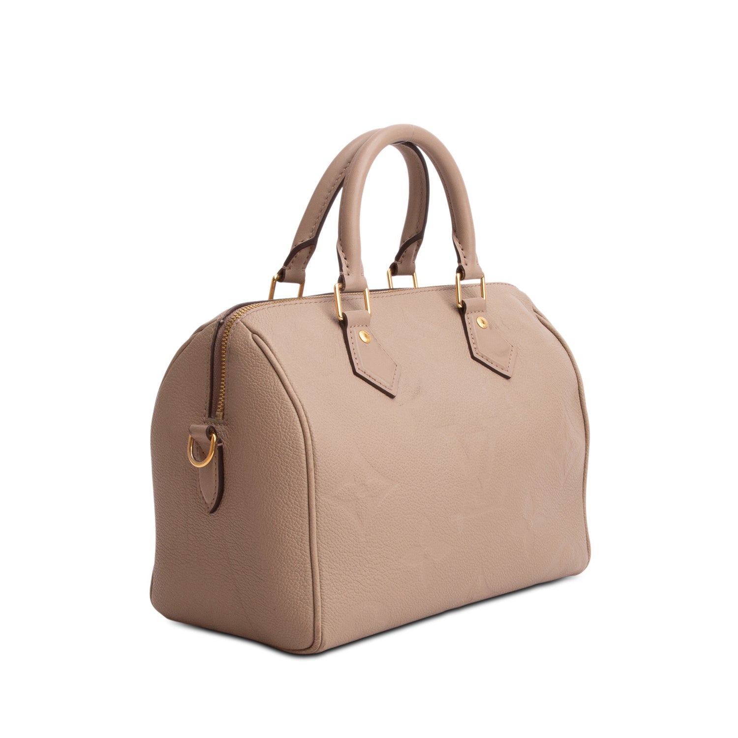 Louis Vuitton Turtledove Monogram Empreinte Leather Speedy Bandouliere 25 w/ Strap, Box & Receipt