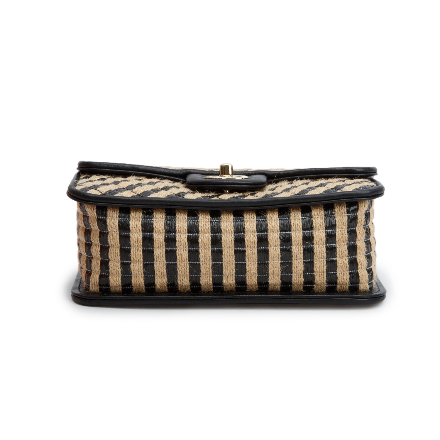 Chanel Neutral Black Quilted Urban Jungle Raffia Mini Rectangular Flap Bag w/ Box