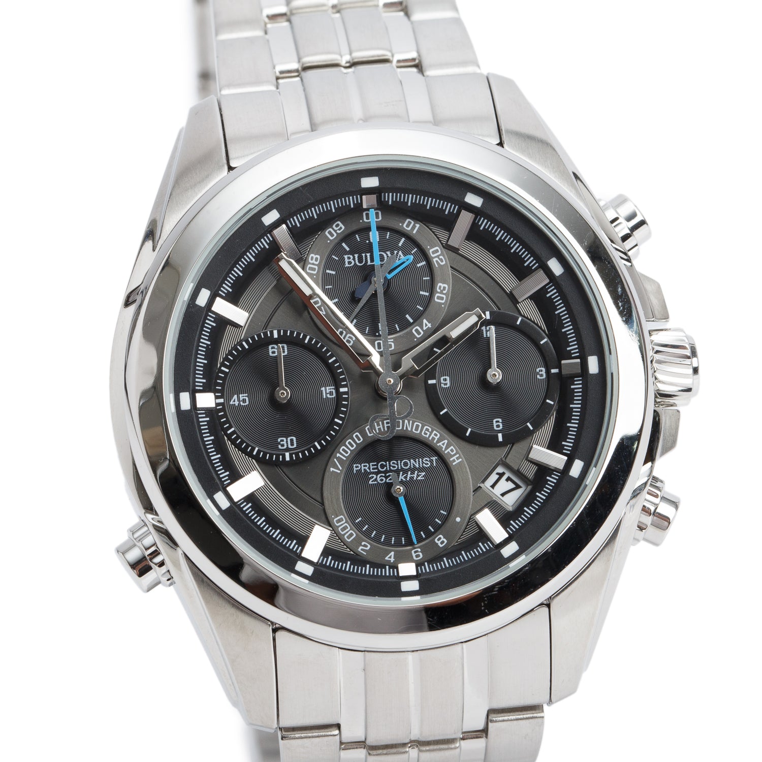 Bulova Stainless Steel Precisionist 45 MM Chronograph Quartz Watch 96B260