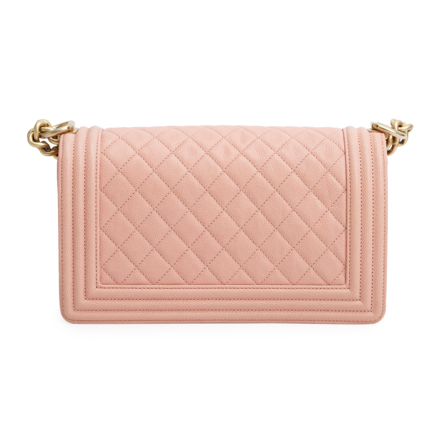 Chanel Pink Quilted Caviar Medium Boy Bag w/ Authenticity Card