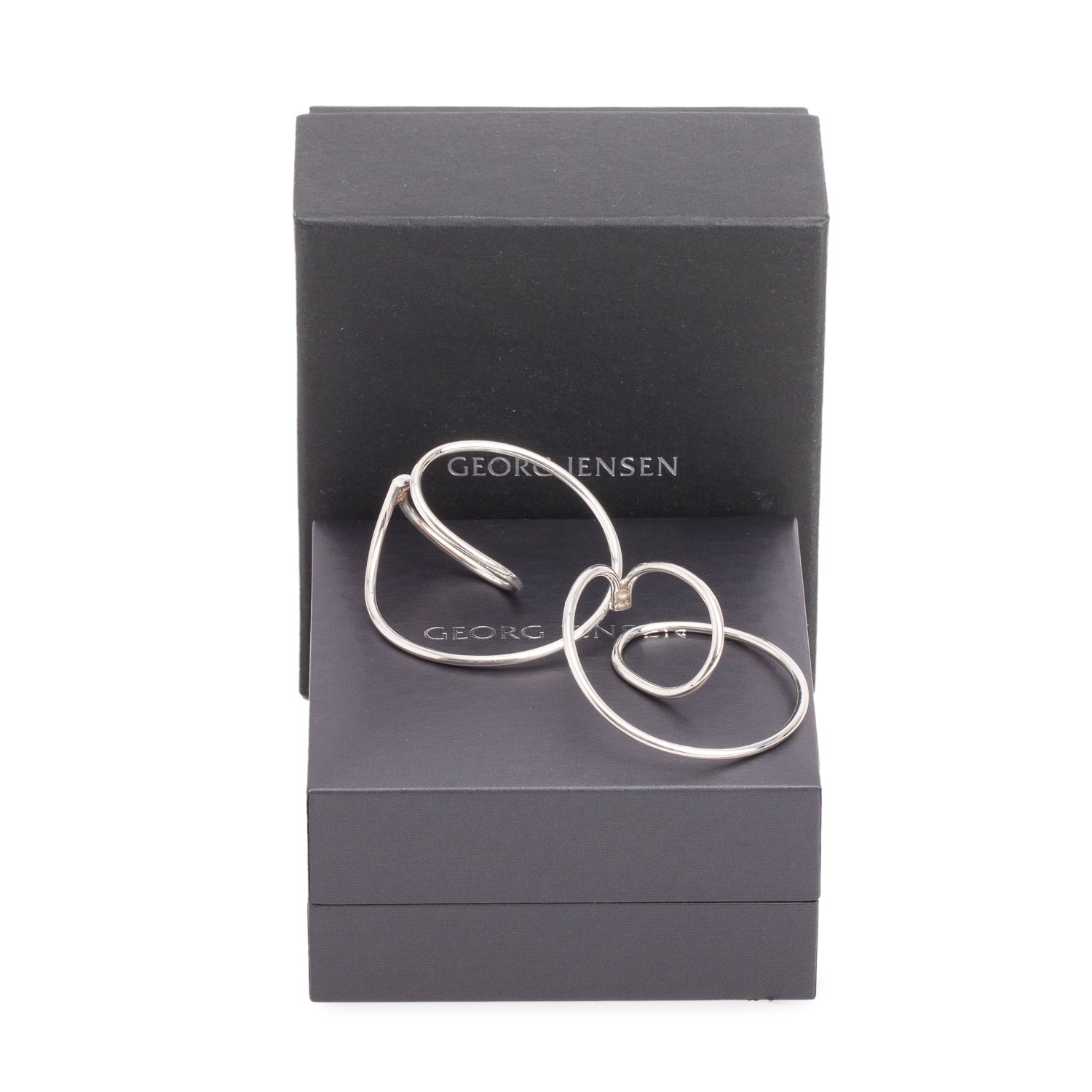 Georg Jensen Sterling Silver Alliance Hoop Earrings w/ Box