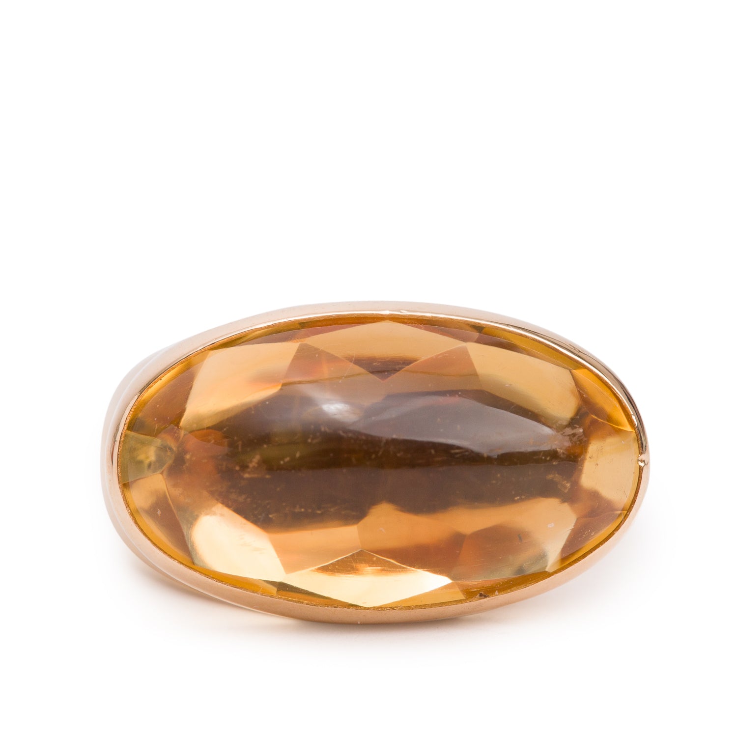 Georg Jensen 18k Yellow Gold Citrine No. 1096 by Tuk Fischer Modernist Ring, Size 4.75