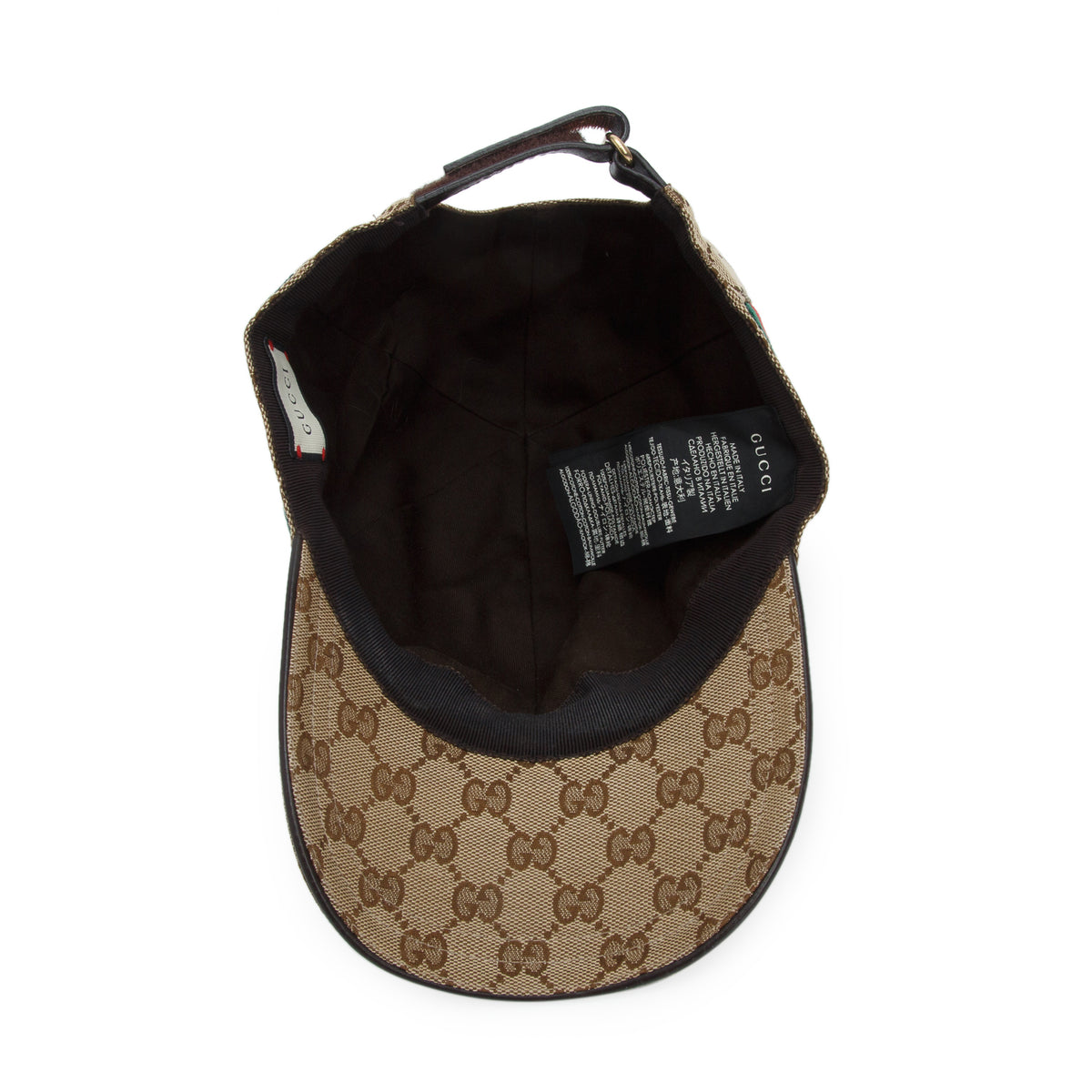 Gucci Beige Monogram Web Baseball Hat, Size S 57