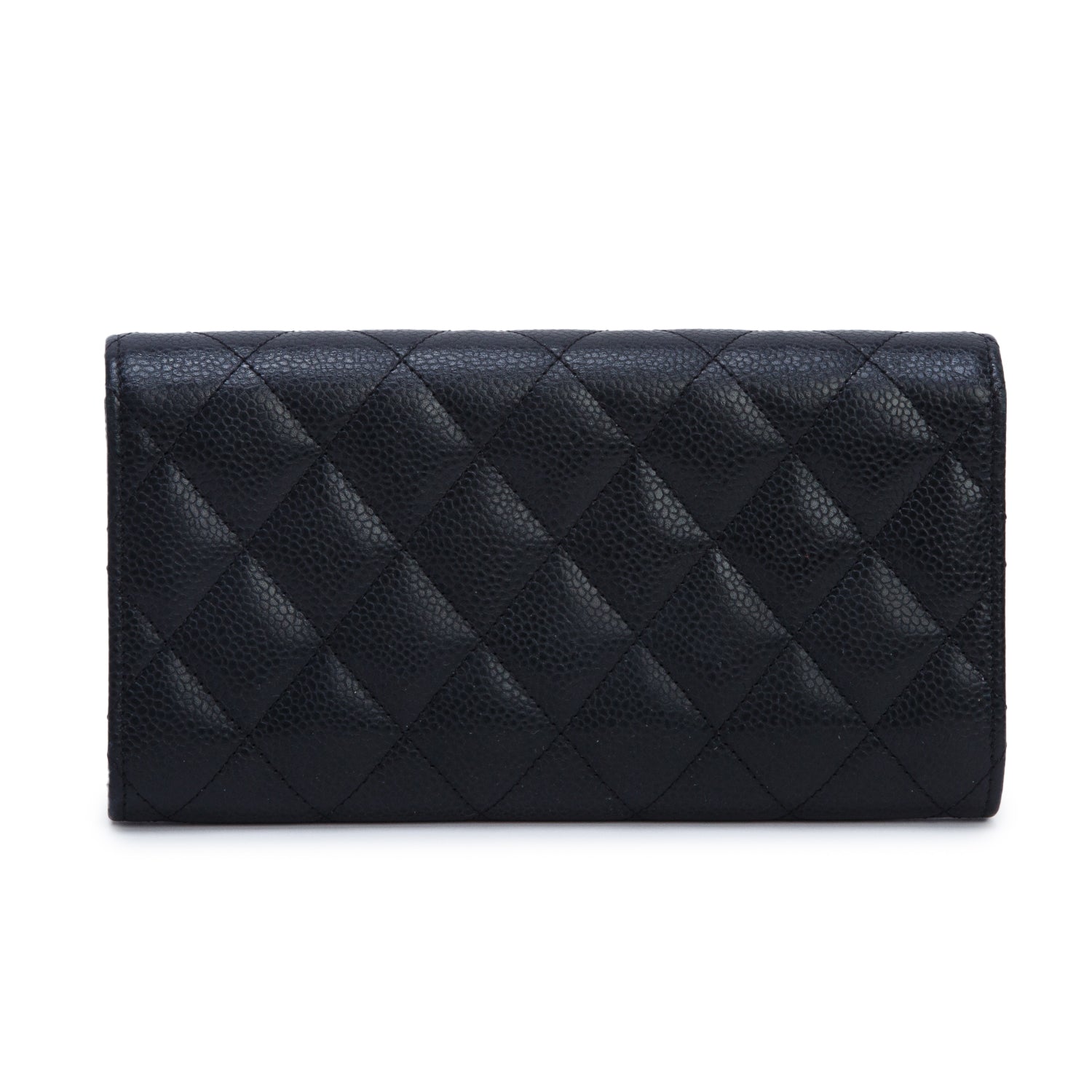 Chanel Black Caviar Leather Classic Long Flap Wallet w/ Box & Authenticity Card