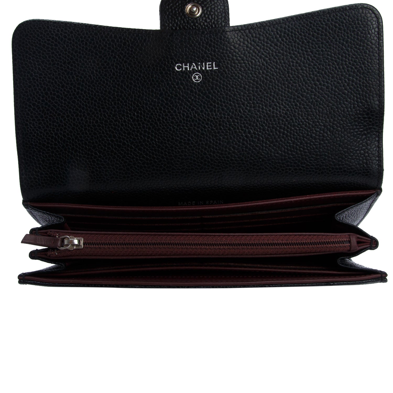 Chanel Black Caviar Leather Classic Long Flap Wallet w/ Box & Authenticity Card