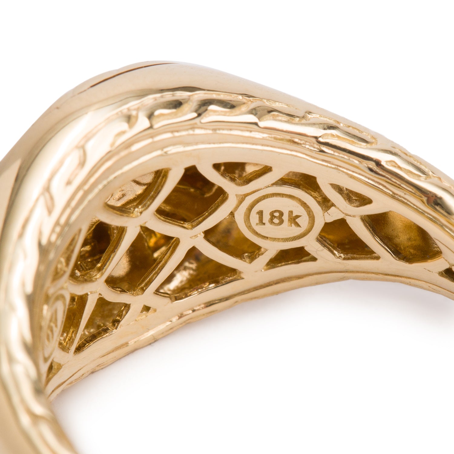 John Hardy 18k Yellow Gold Diamond Naga Ring, Size 8 w/ Box