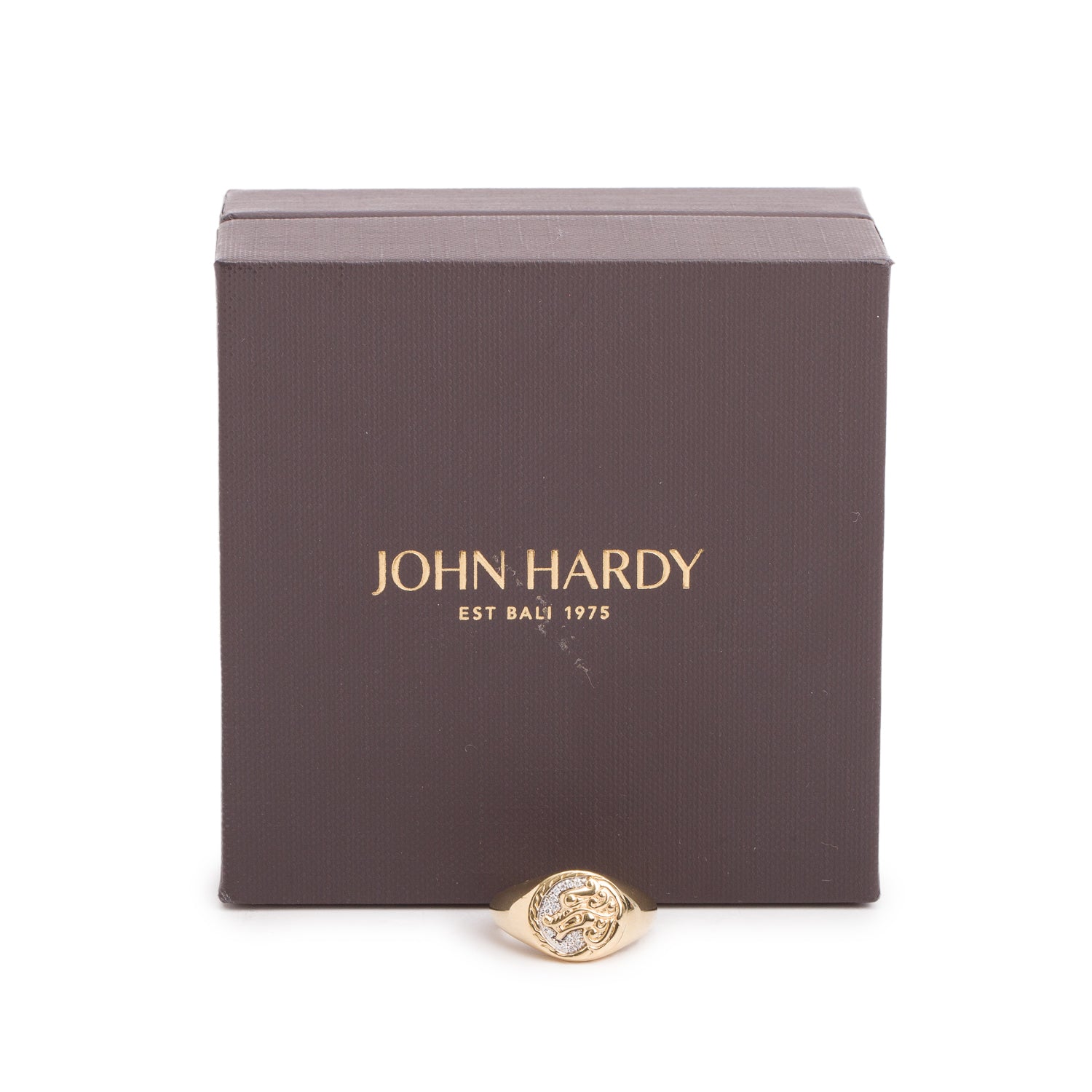 John Hardy 18k Yellow Gold Diamond Naga Ring, Size 8 w/ Box