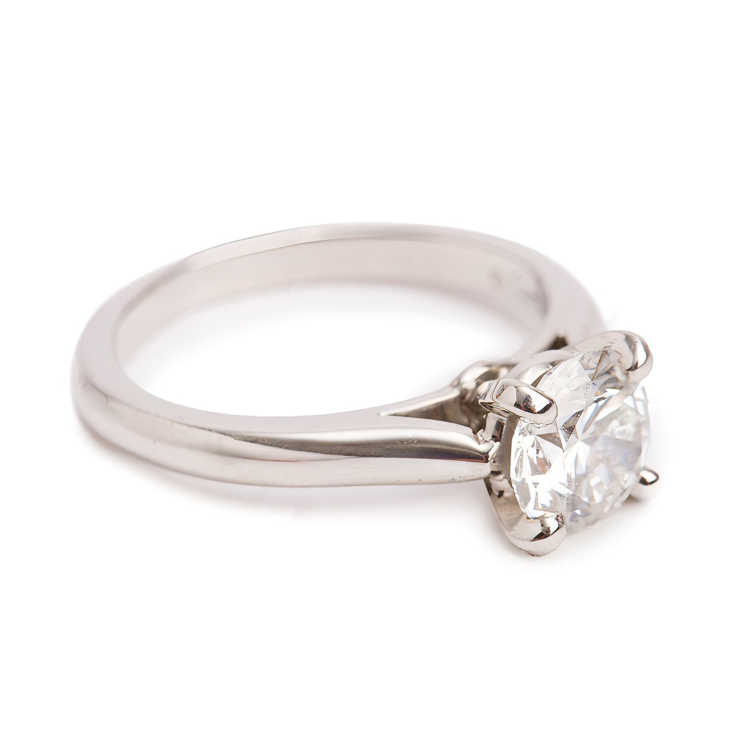 Cartier Platinum 1.01 ct. Diamond Solitaire Engagement Ring, Size 47 45 w/ Box, Receipt & GIA Diamond Certificate