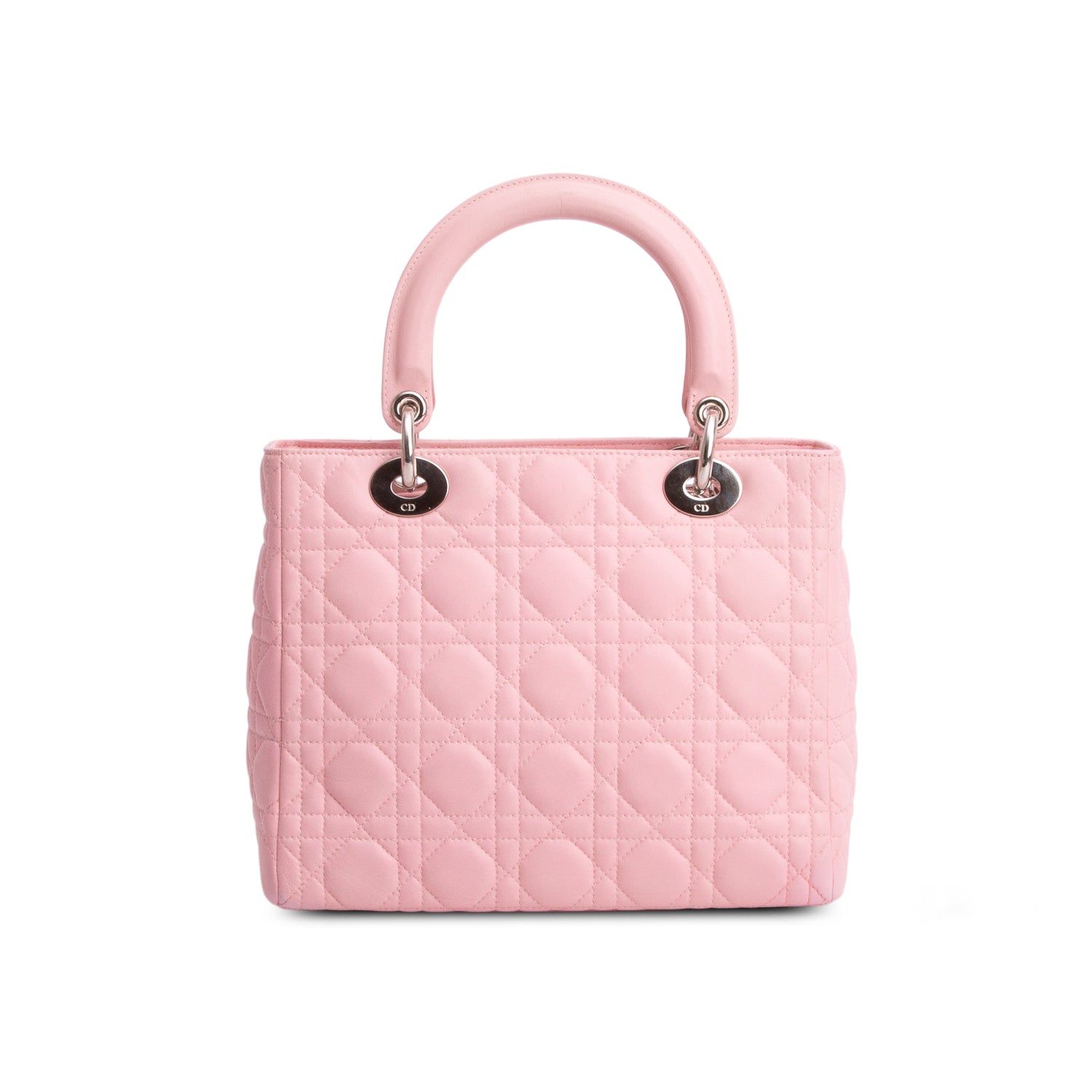 Christian Dior Pink Cannage Lambskin Leather Medium Lady Dior Bag w/ Strap