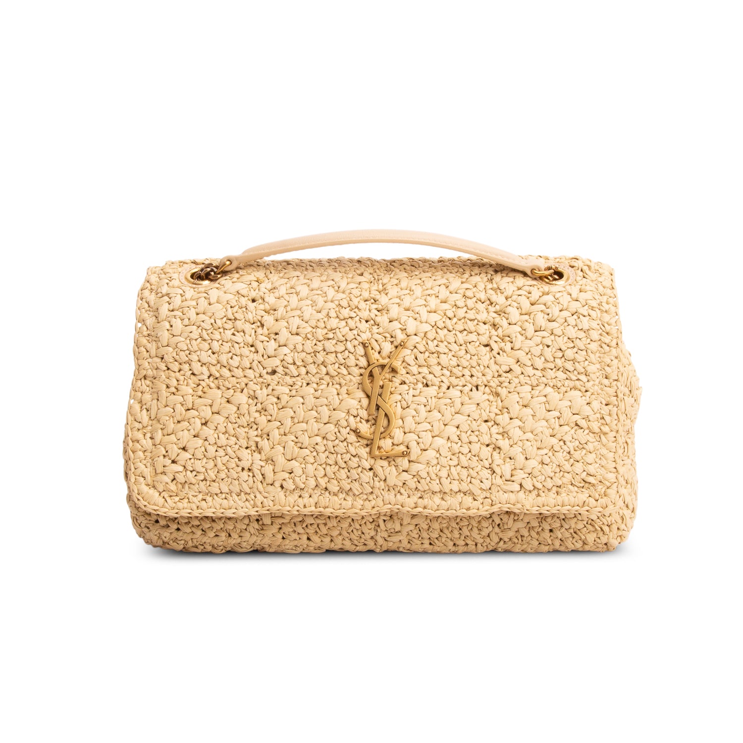 Saint Laurent 2023 Neutral Raffia Medium Jamie Shoulder Bag