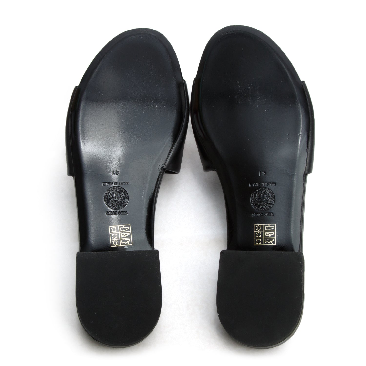 Versace Black Leather La Medusa Slide Sandals, Size 41 w/ Box