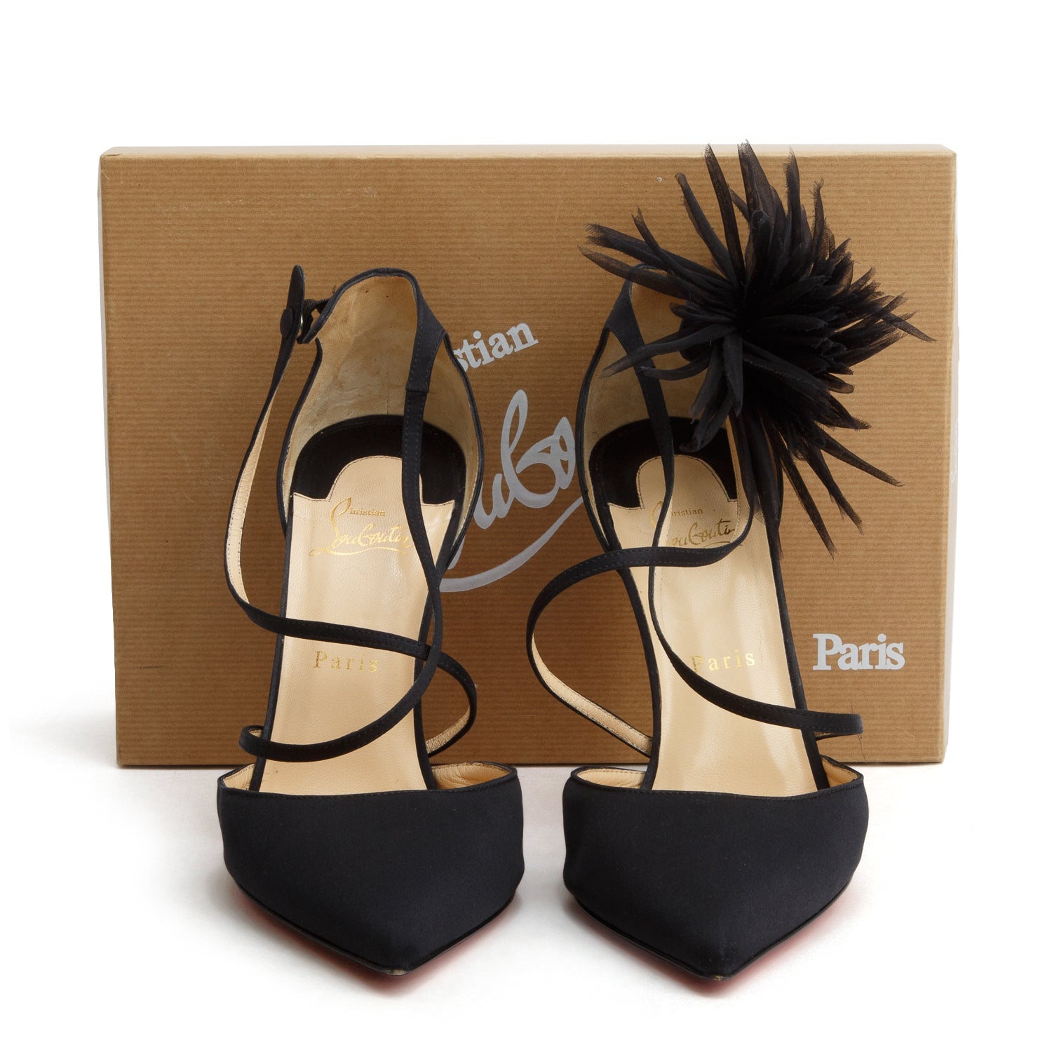 Christian Louboutin Black Satin Gela Davis Pumps, Women's Size 42 w/ Box